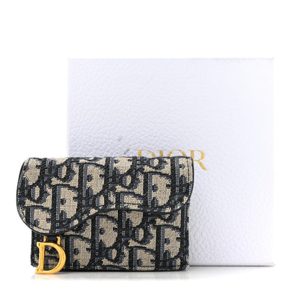 Christian Dior Oblique Saddle Card Holder Blue 11 of 11