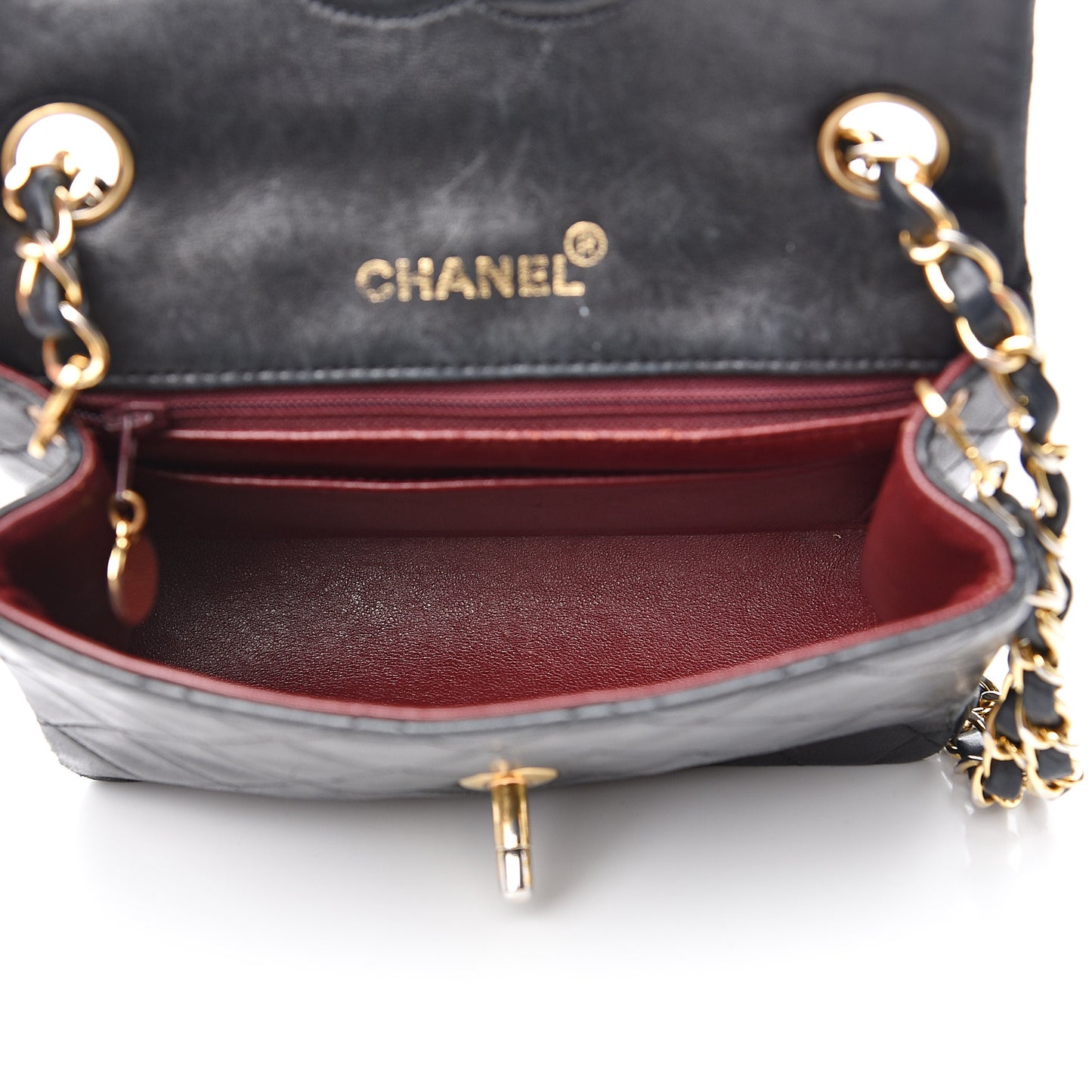 Lambskin Quilted Mini Square Flap Black