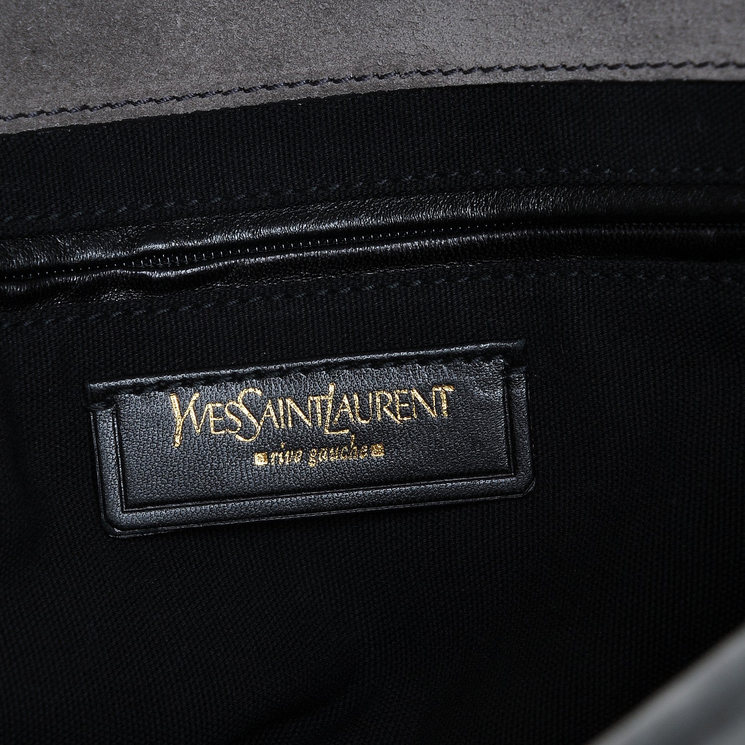 Saint Laurent Crocodile Embossed Nubuck Besace Shoulder Bag Anthracite 6 of 8