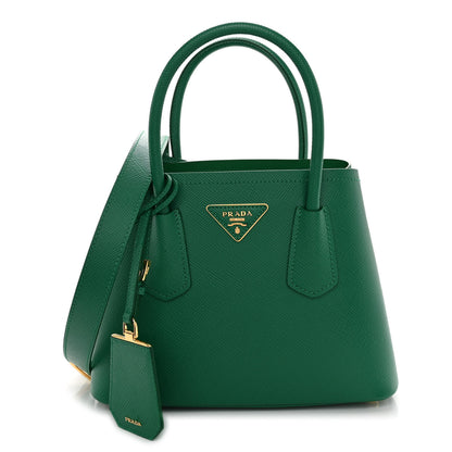 Prada Saffiano Cuir Mini Double Bag Mango 1 of 9