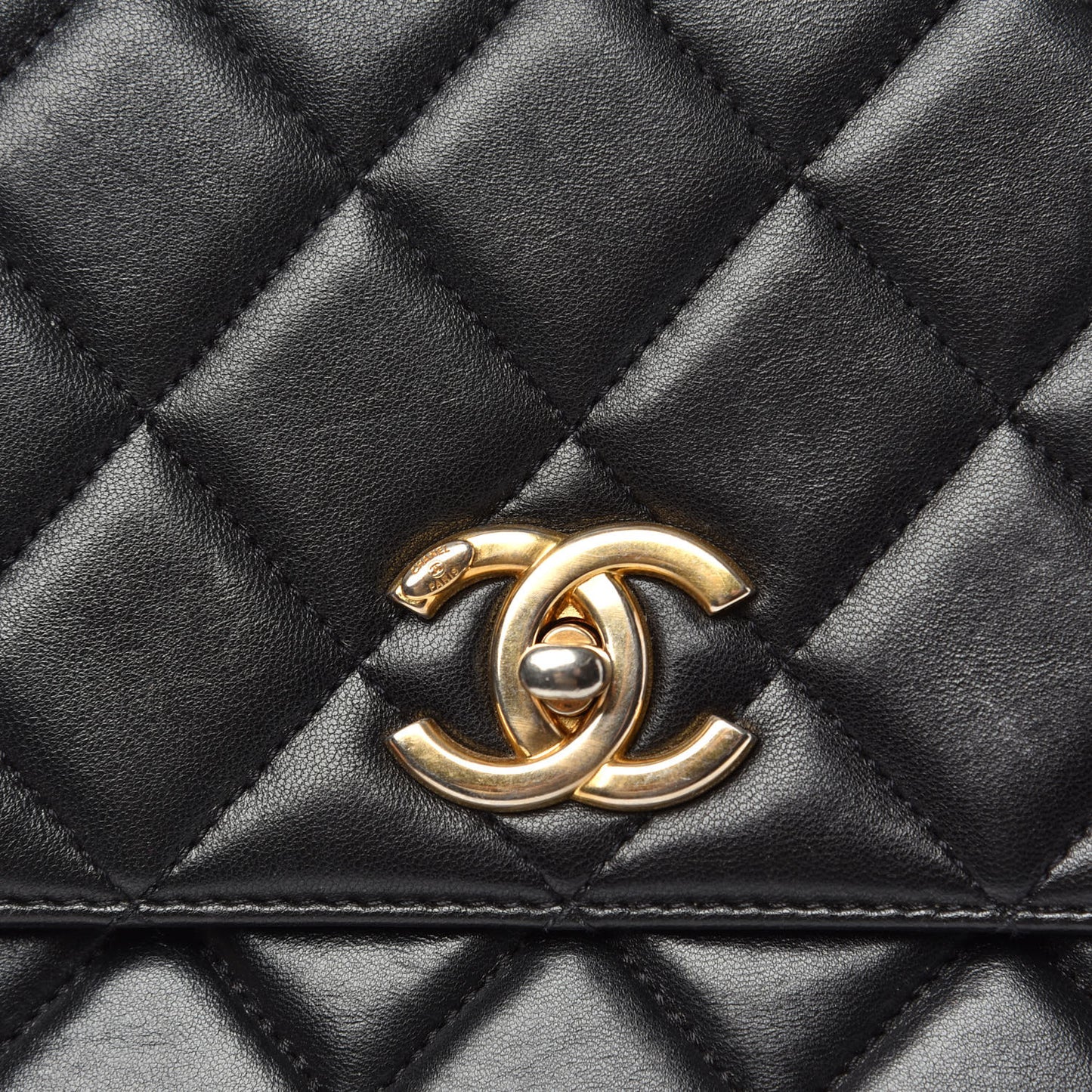 Lambskin Quilted Large Trendy CC Dual Handle Flap Bag Black