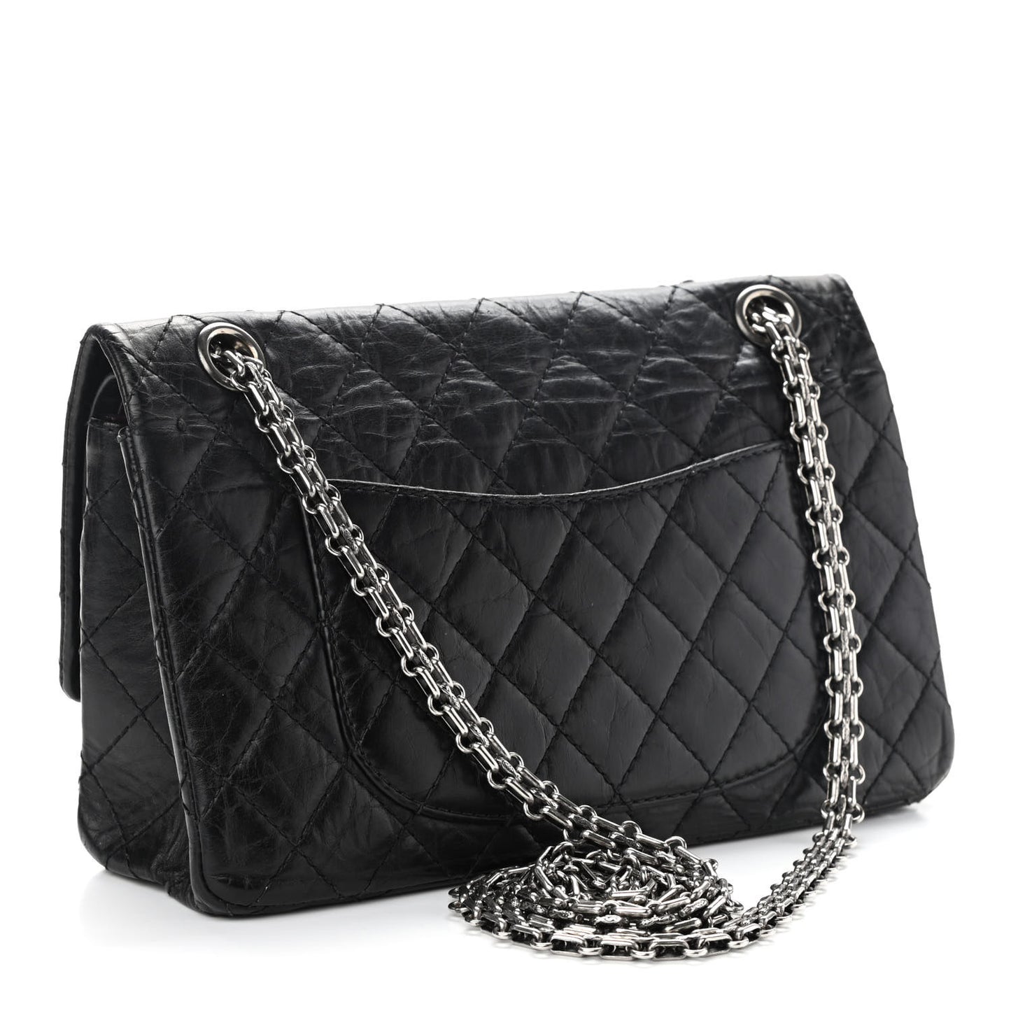 Aged Calfskin Quilted 2.55 Reissue 225 Flap Black