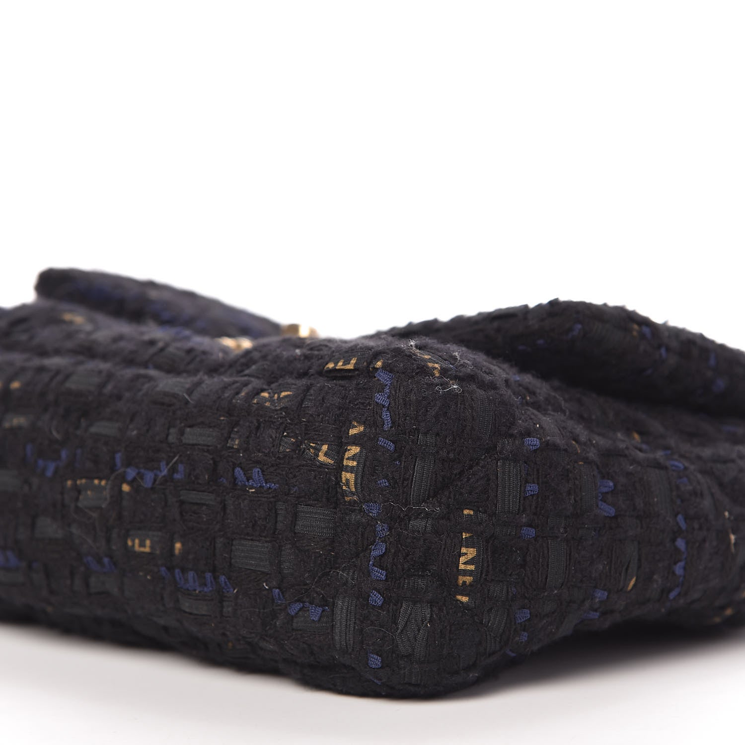 Chanel Tweed Quilted Medium Chanel 19 Flap Black Navy Gold 7 of 11
