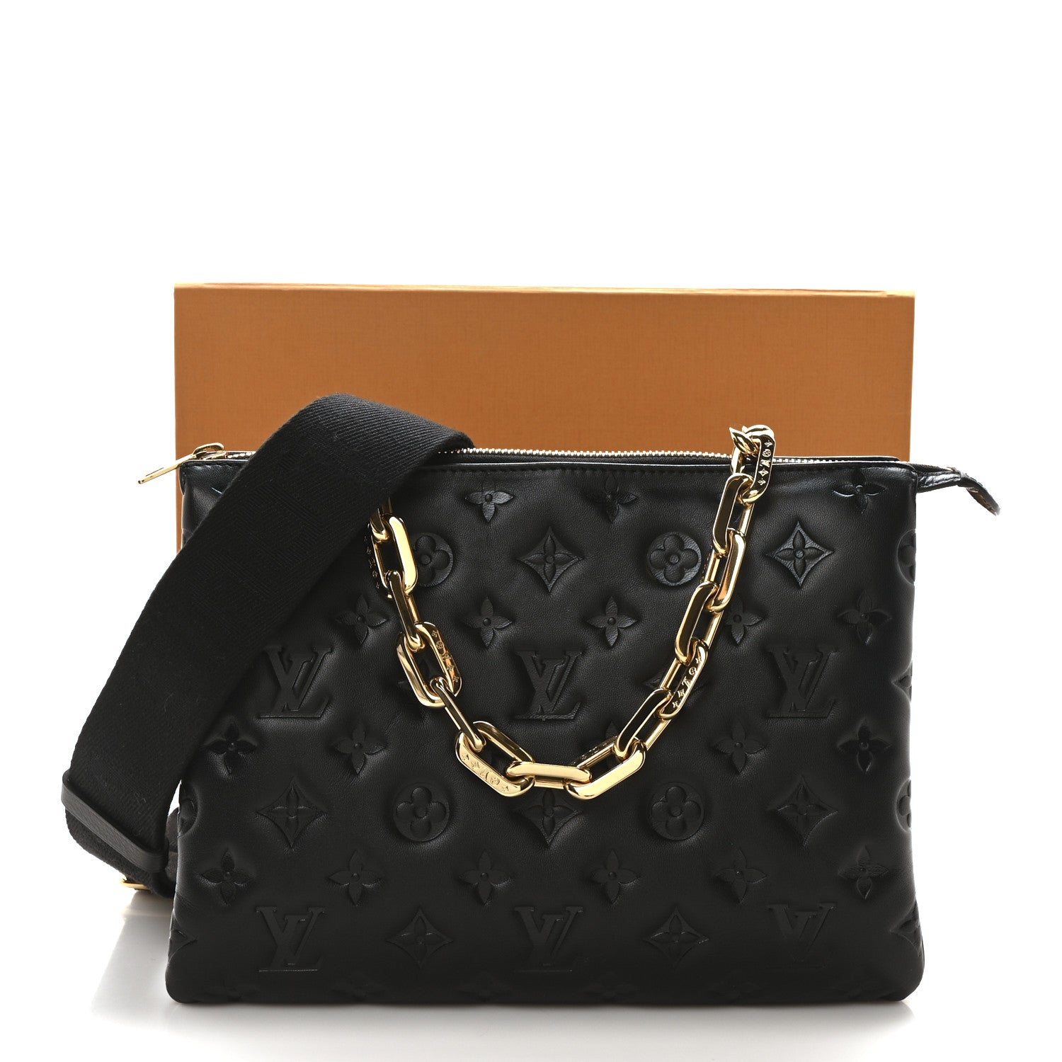 Louis Vuitton Lambskin Embossed Monogram Coussin PM Black 10 of 10