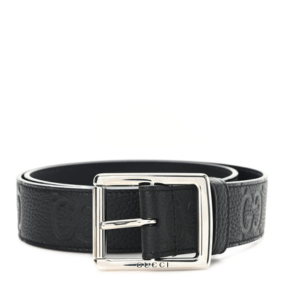 Gucci Piuma Calfskin Jumbo GG Embossed 35mm Belt 80 32 Black 1 of 4