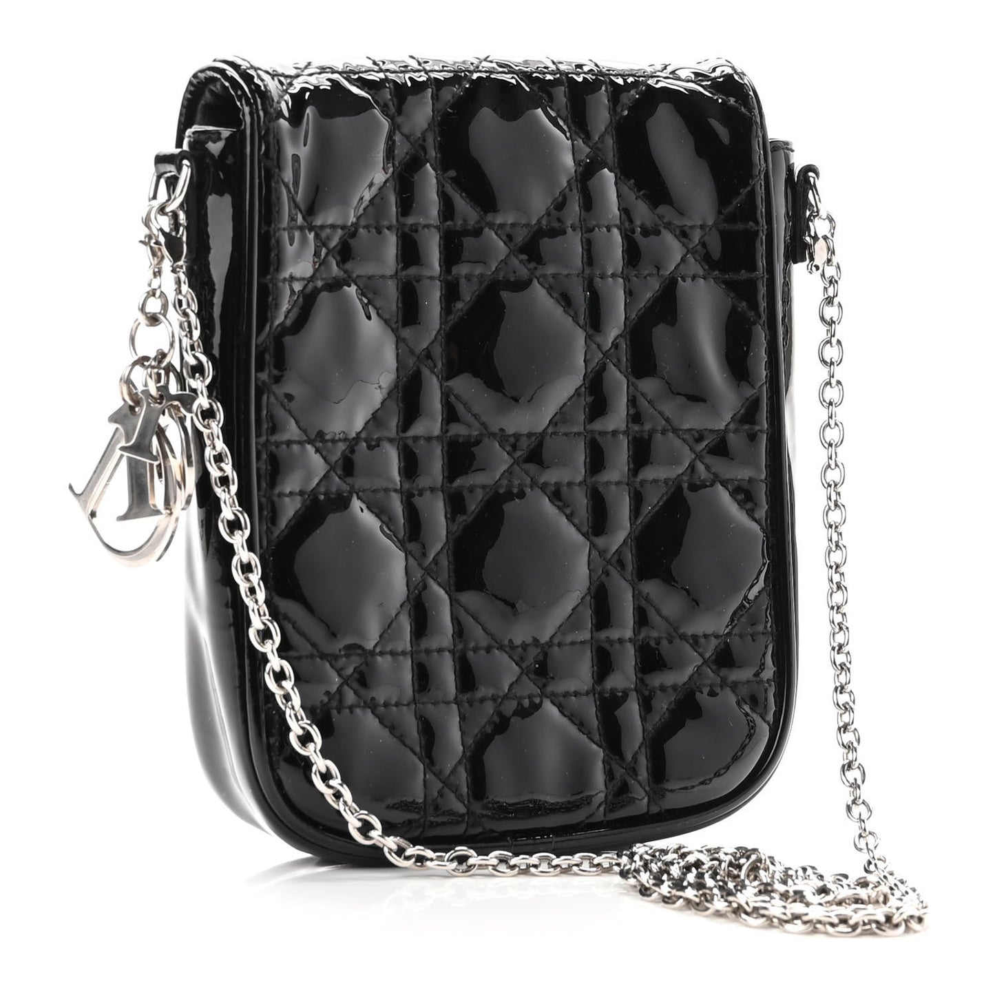 Patent Cannage Crossbody Pouch Black