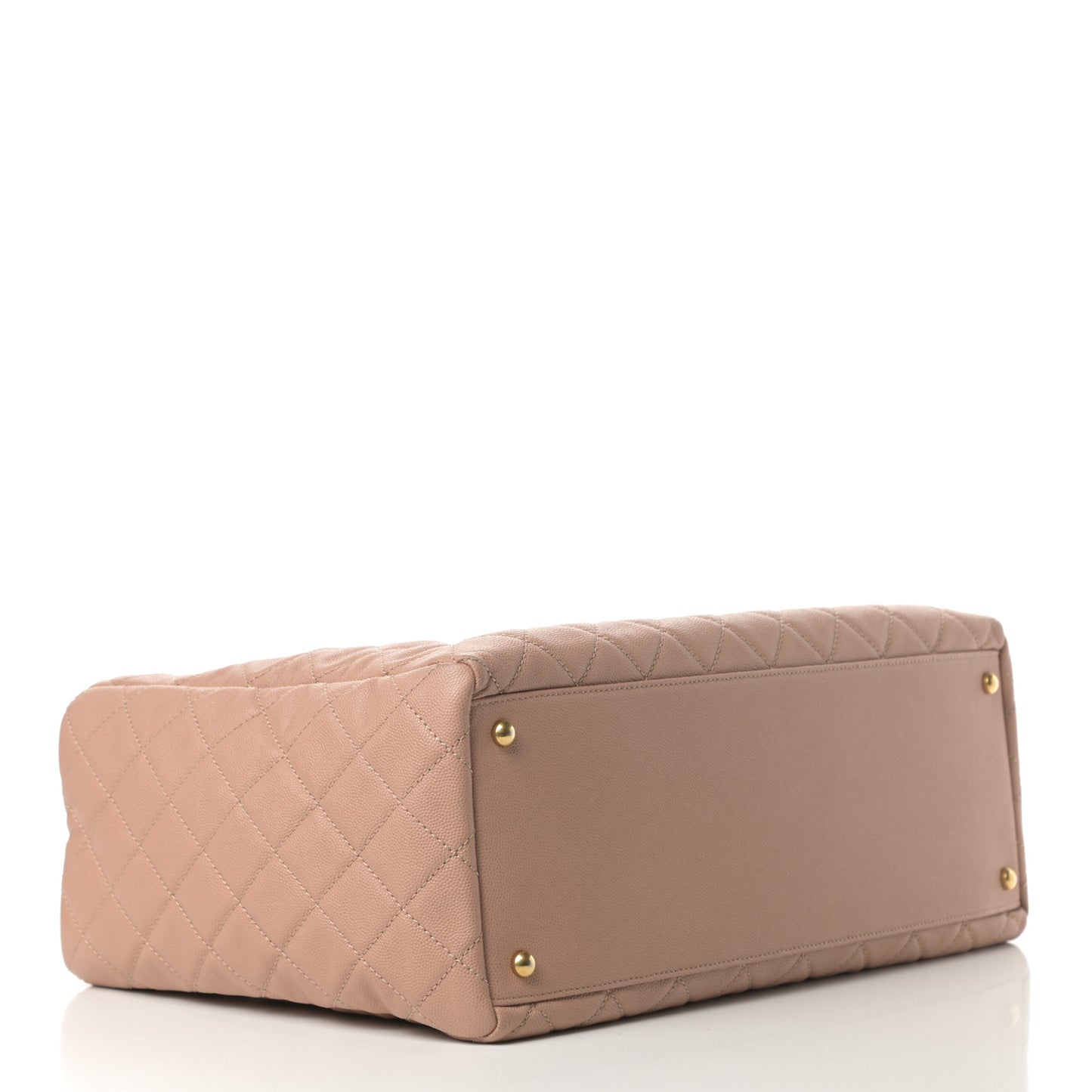 Caviar Quilted Large Coco Handle Shopping Tote Beige