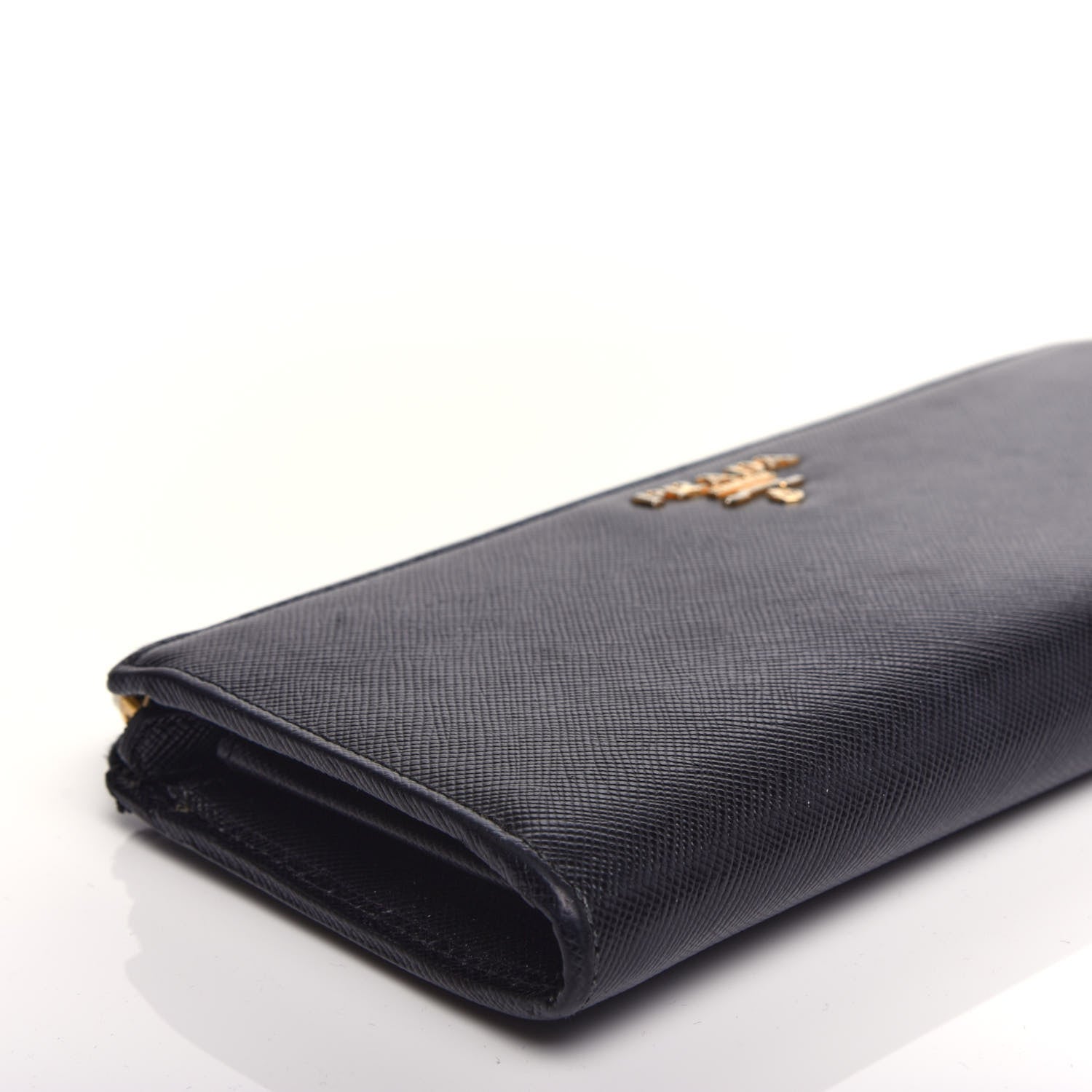 Prada Saffiano Zip Around Wallet Black 7 of 10