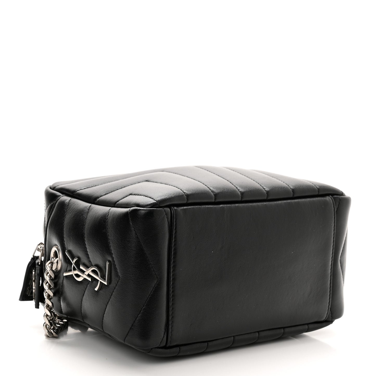 Calfskin Y Quilted Monogram Small Loulou Bowling Bag Black