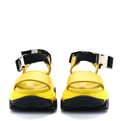 Prada Brushed Calfskin Monolith Pegasus Thunder Sandals 38 Yellow Black 2 of 9