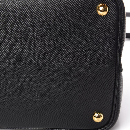 Prada Saffiano Cuir Large Double Bag Black Fuoco 11 of 12