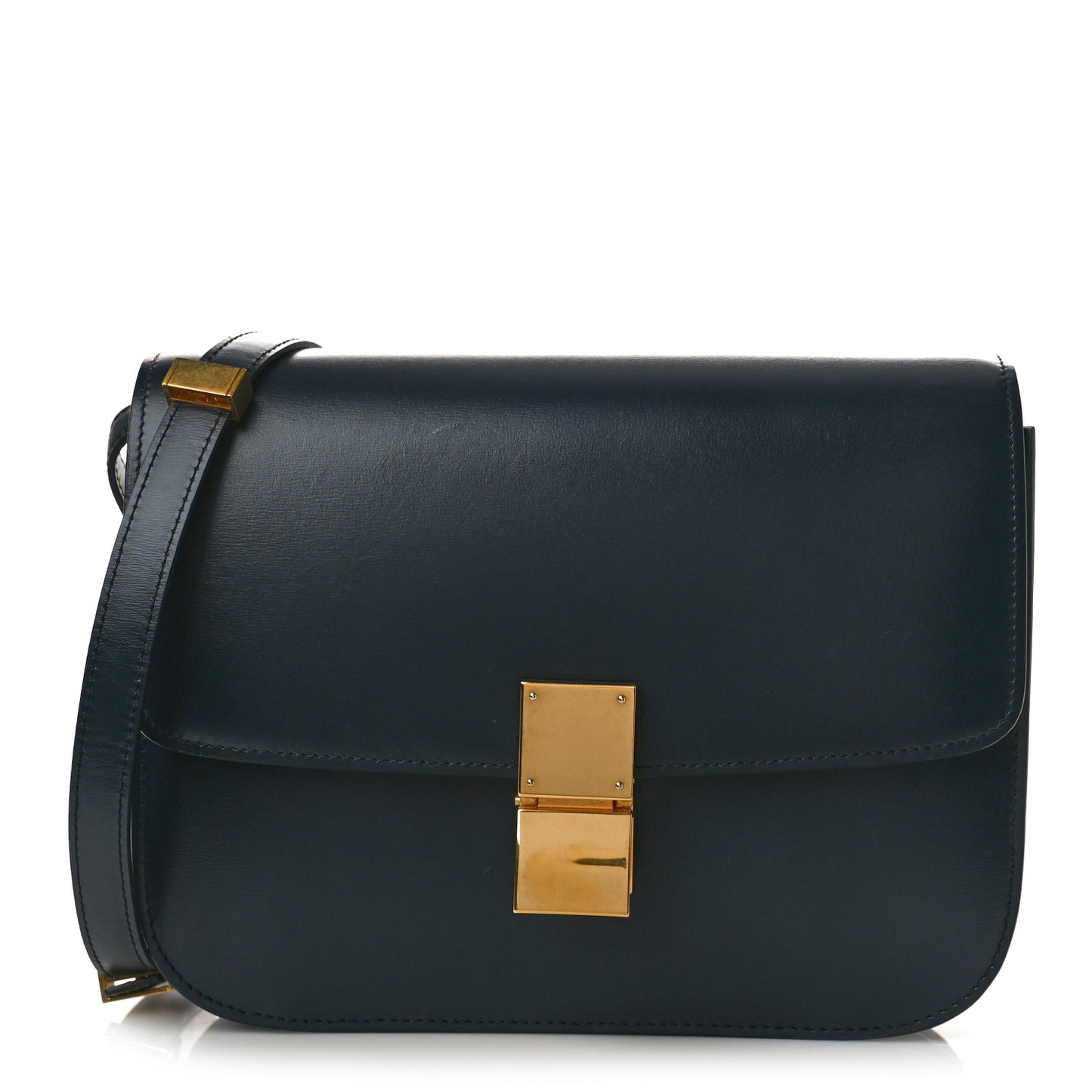 Box Calfskin Medium Classic Box Flap Bag Navy