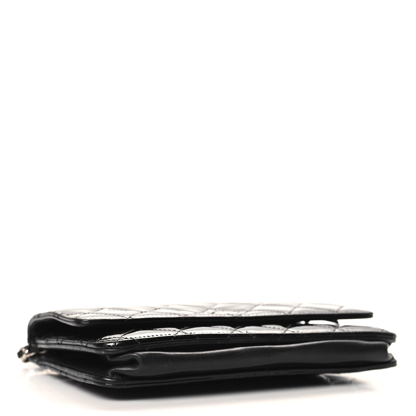 Patent Quilted Wallet On Chain WOC Black