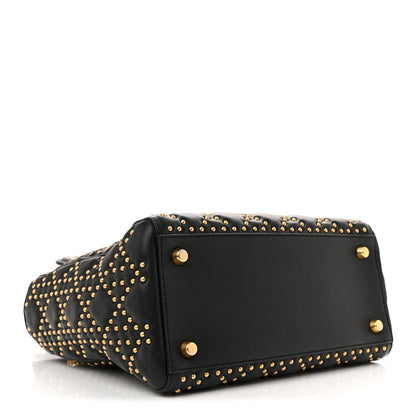 Christian Dior Calfskin Cannage Studded Medium Supple Lady Dior Black 4 of 14