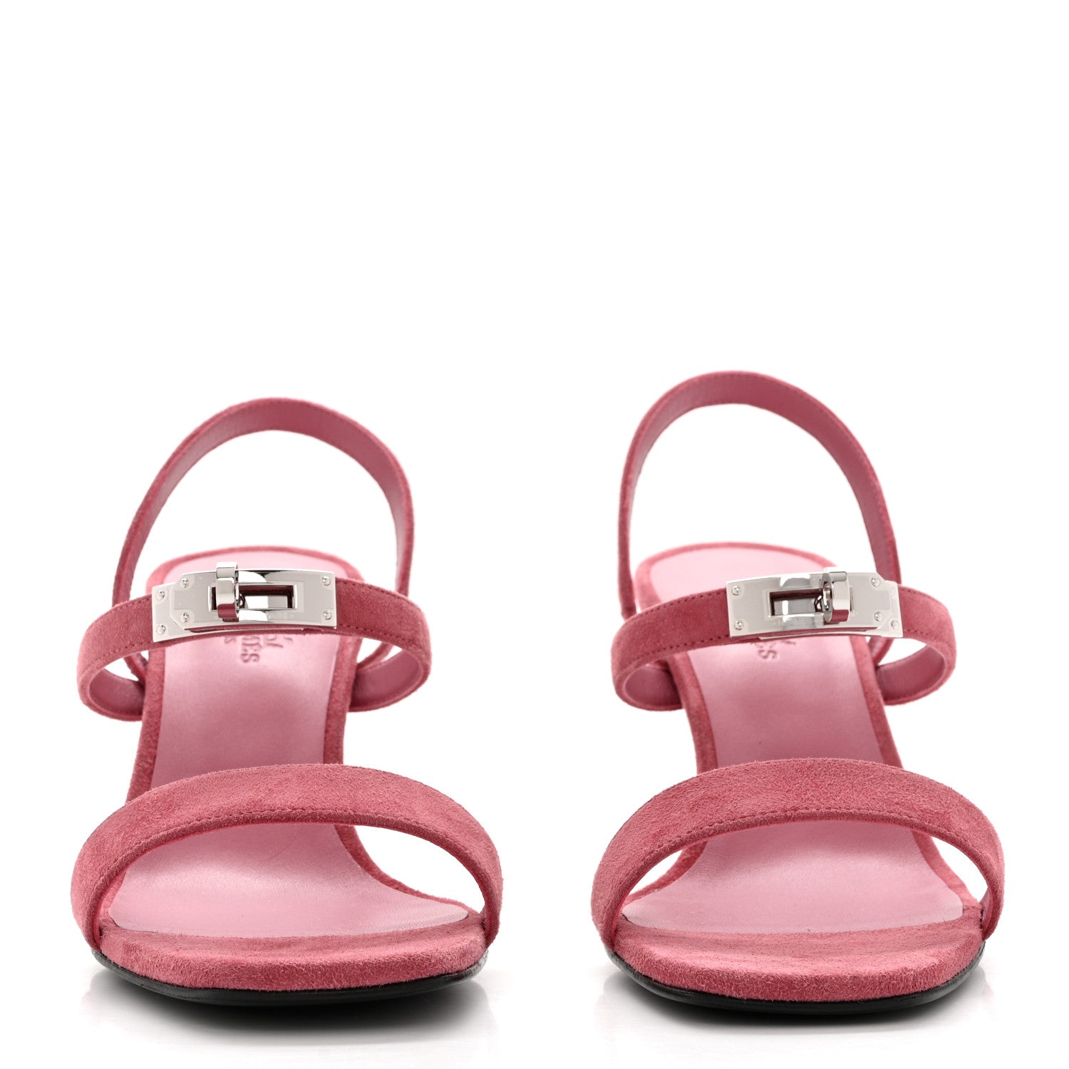 Hermes Suede Goatskin Glamour 75 Sandals 39 Rose Aphrodite 2 of 9