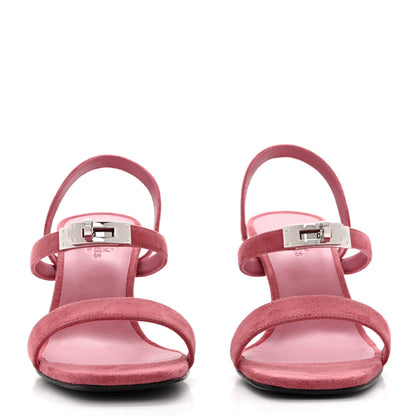 Hermes Suede Goatskin Glamour 75 Sandals 39 Rose Aphrodite 2 of 9