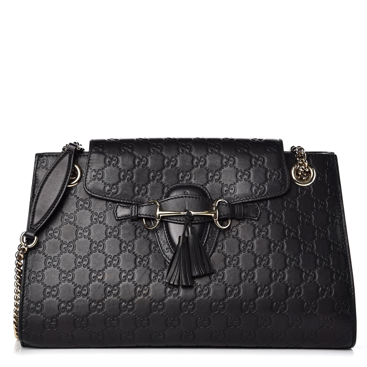 Gucci Guccissima Large Emily Chain Shoulder Bag Black 1 of 13