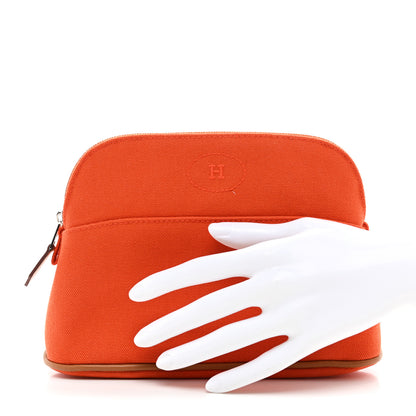 Hermes Cotton Canvas Mini Bolide Travel Cosmetic Pouch Feu 2 of 7