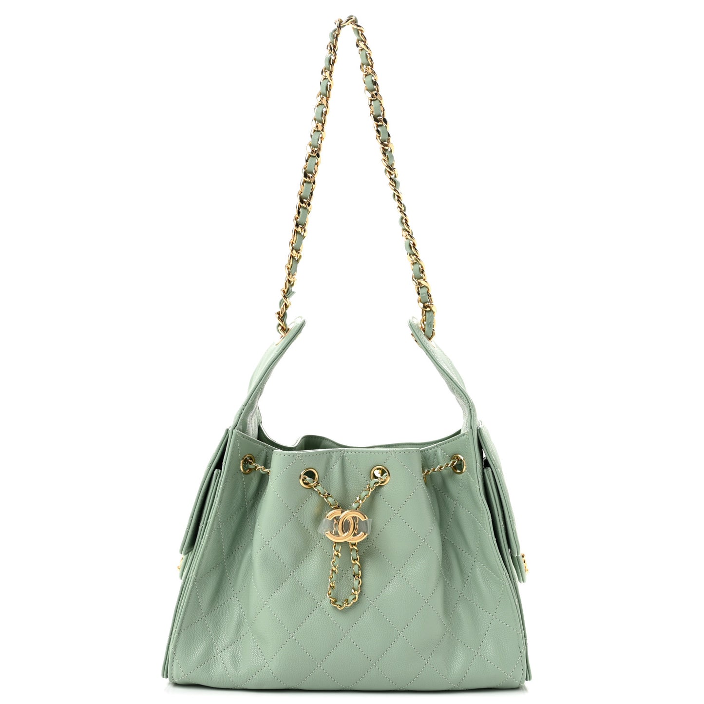 Caviar Quilted Small Chanel 25 Handbag Light Green