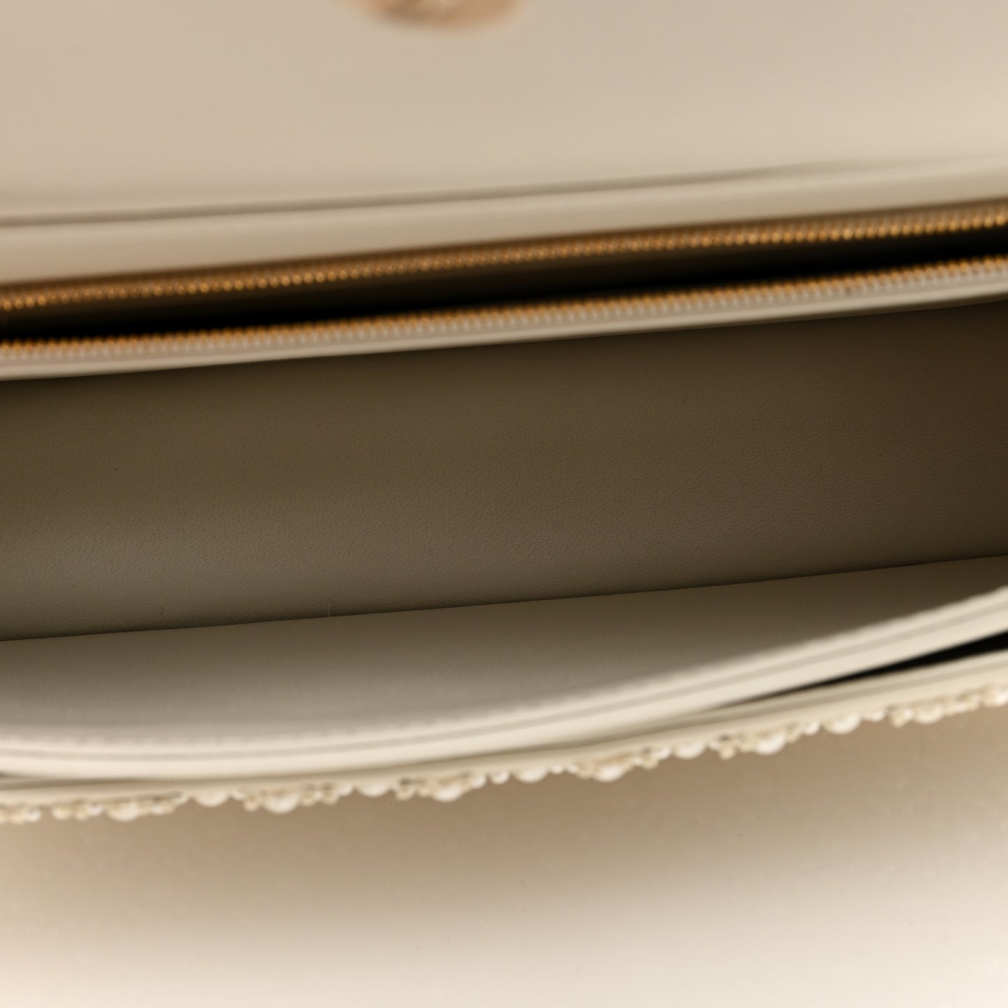 Calfskin Pearl Cannage My Dior Top Handle Clutch Latte