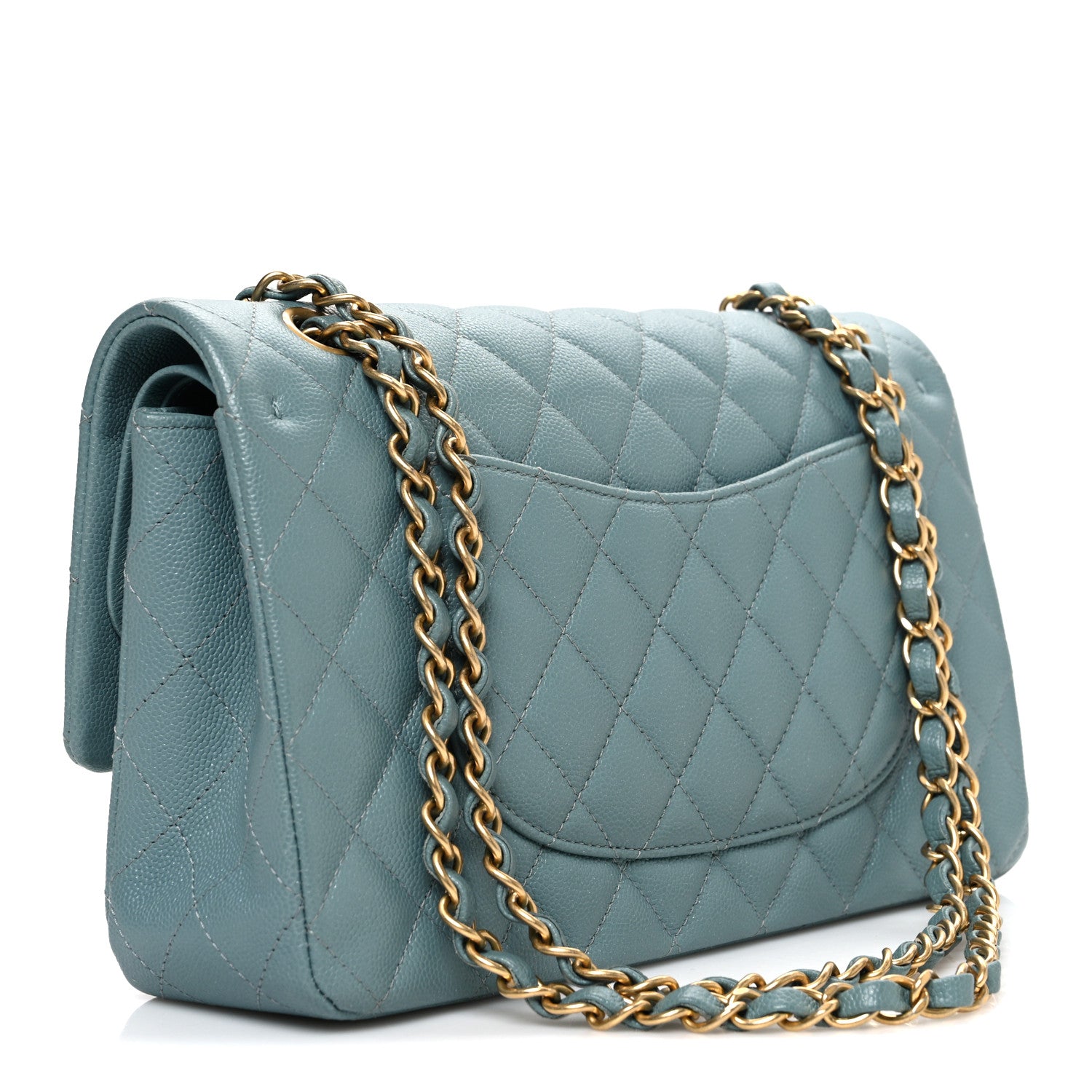 Chanel Iridescent Caviar Quilted Medium Double Flap Light Blue 3 of 10