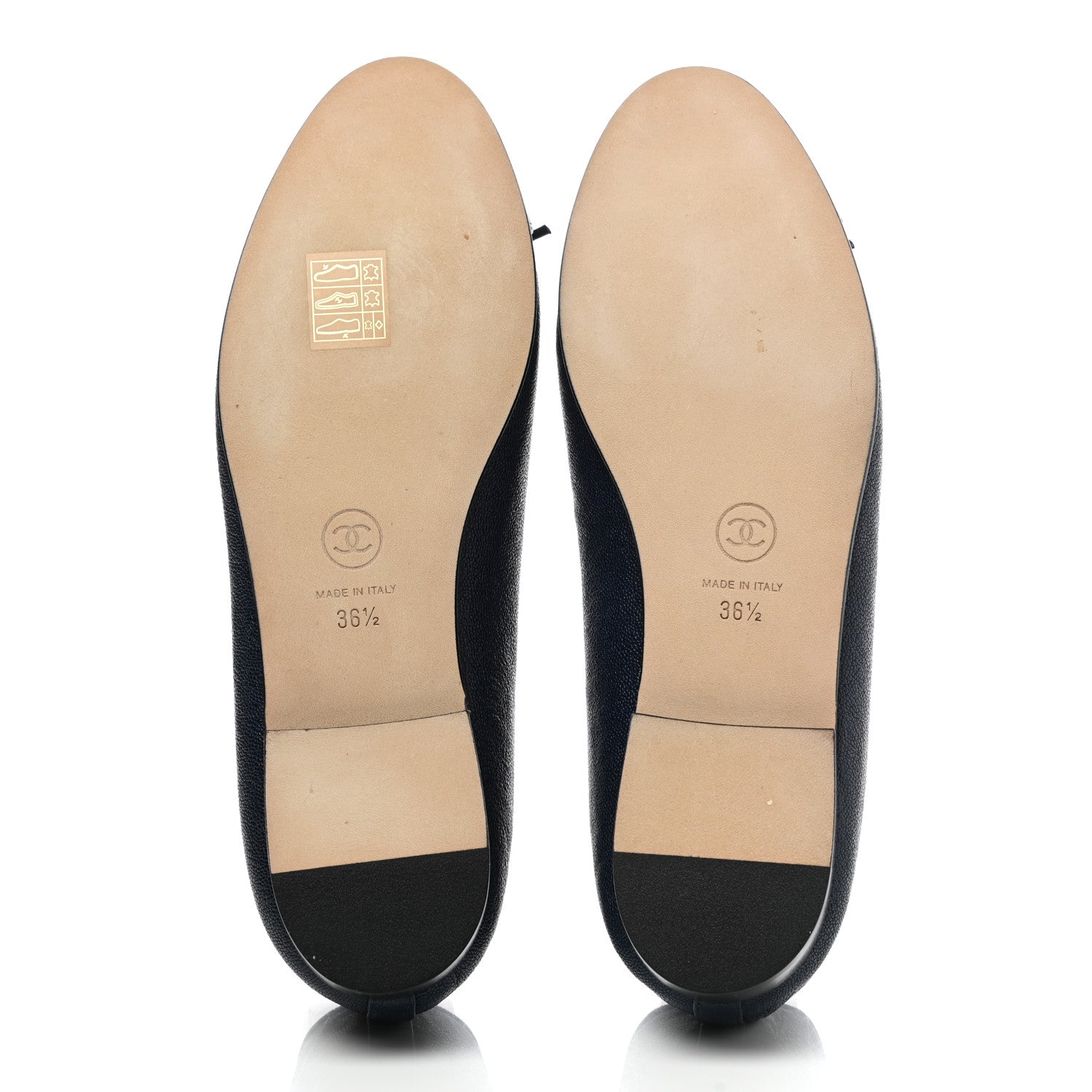 Chanel Caviar CC Cap Toe Ballerina Flats 36.5 Navy Blue 5 of 8