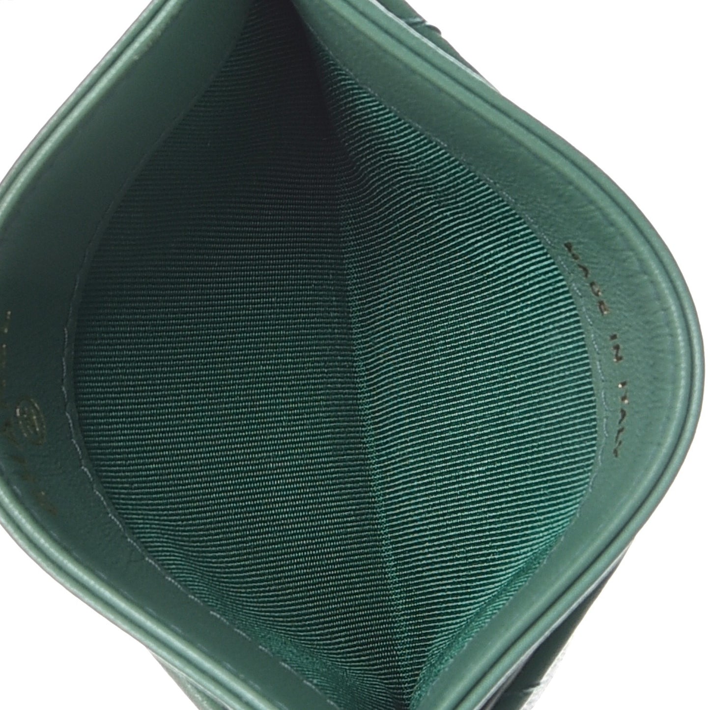 Lambskin Chevron Quilted Card Holder Green