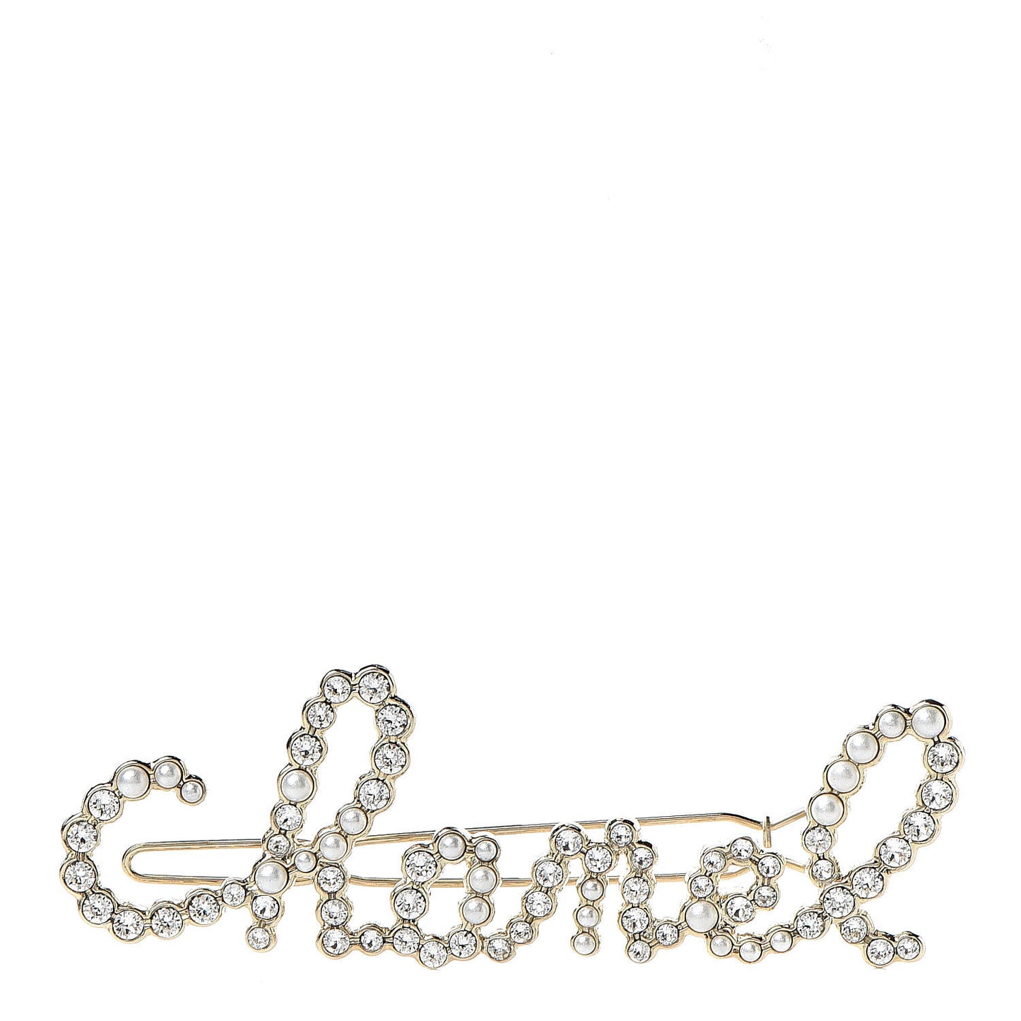 Metal Glass Swirling Pearls Hair Clip Gold