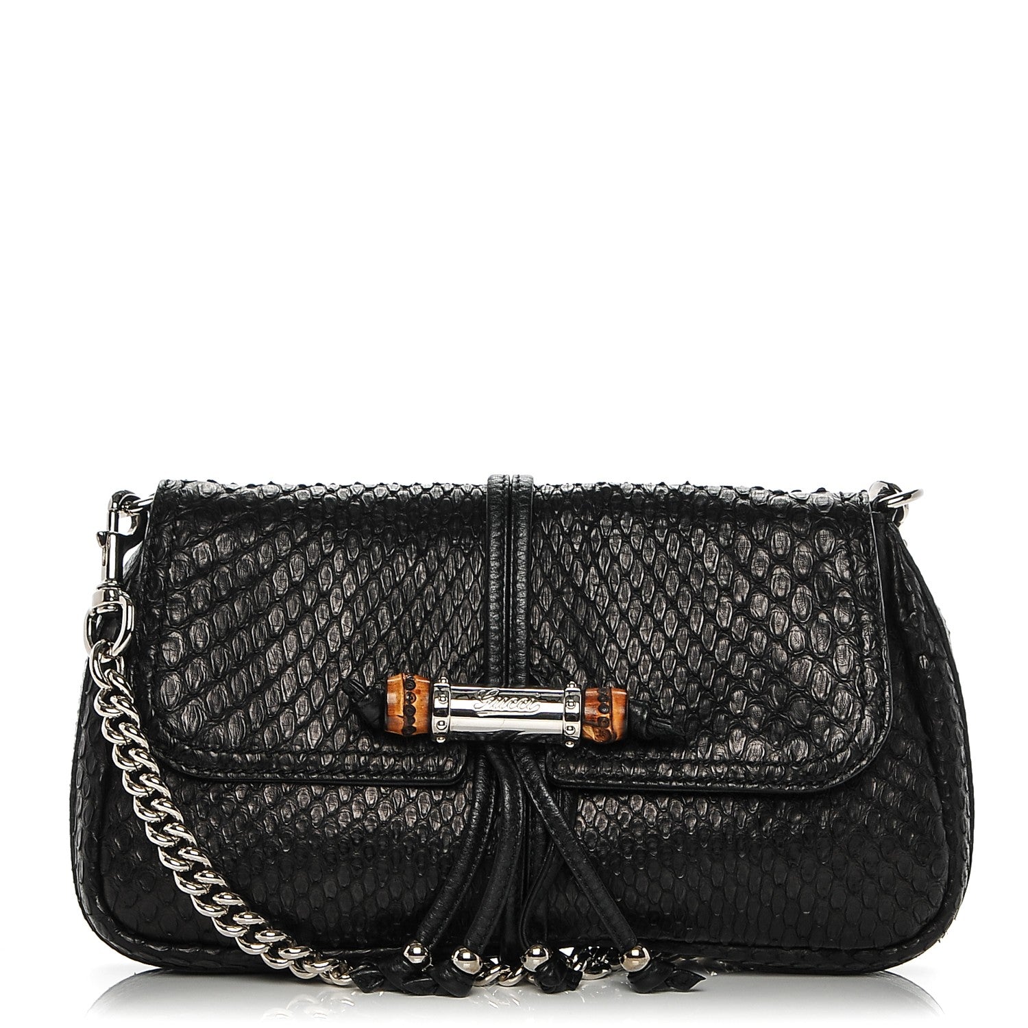 Gucci Python Bamboo Croisette Evening Bag Black 1 of 6