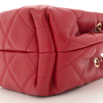 Chanel Lambskin Quilted CC Dweller Drawstring Bucket Bag Red 10 of 10