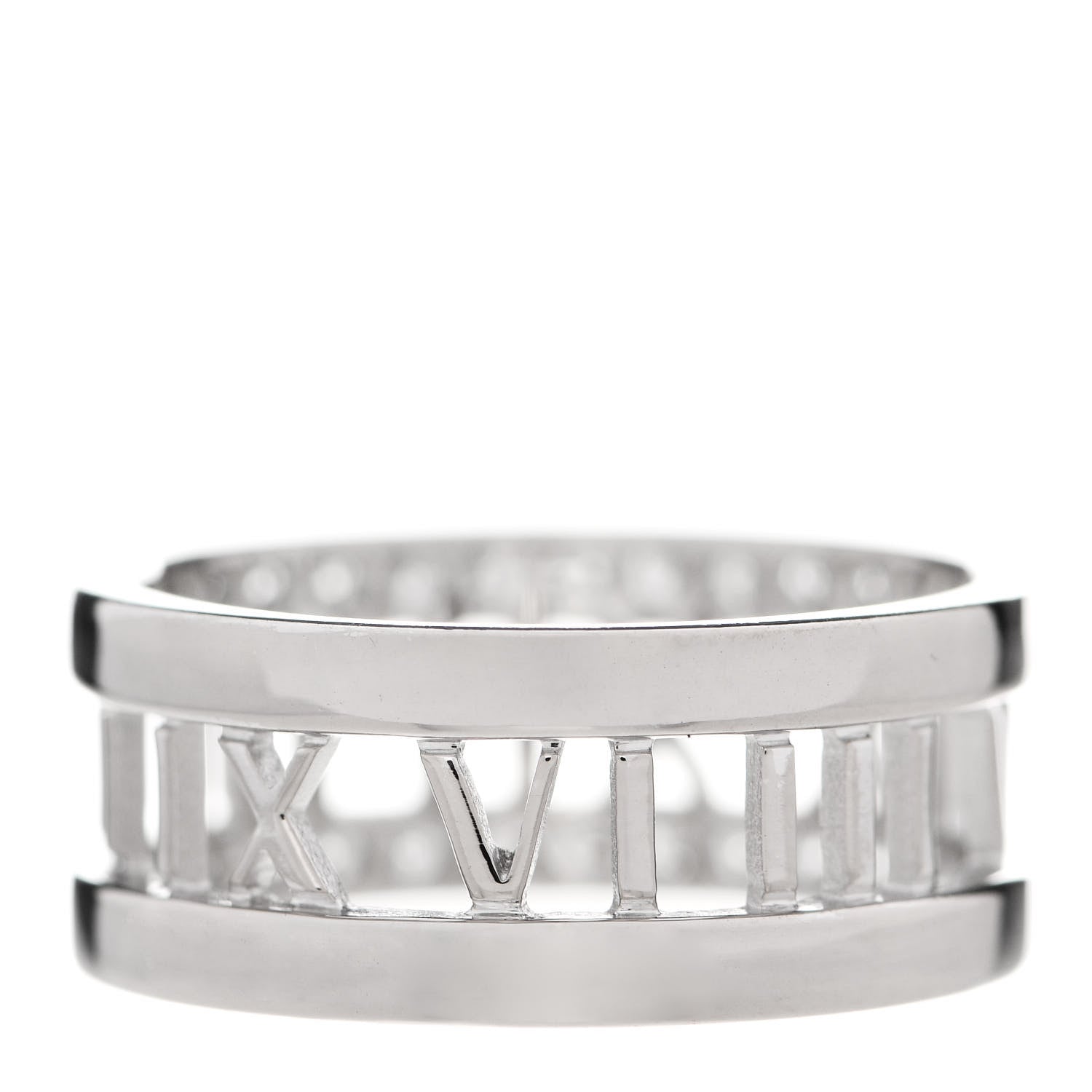 Tiffany 18K White Gold Diamond Wide Atlas Open Ring 60 9 3 of 5