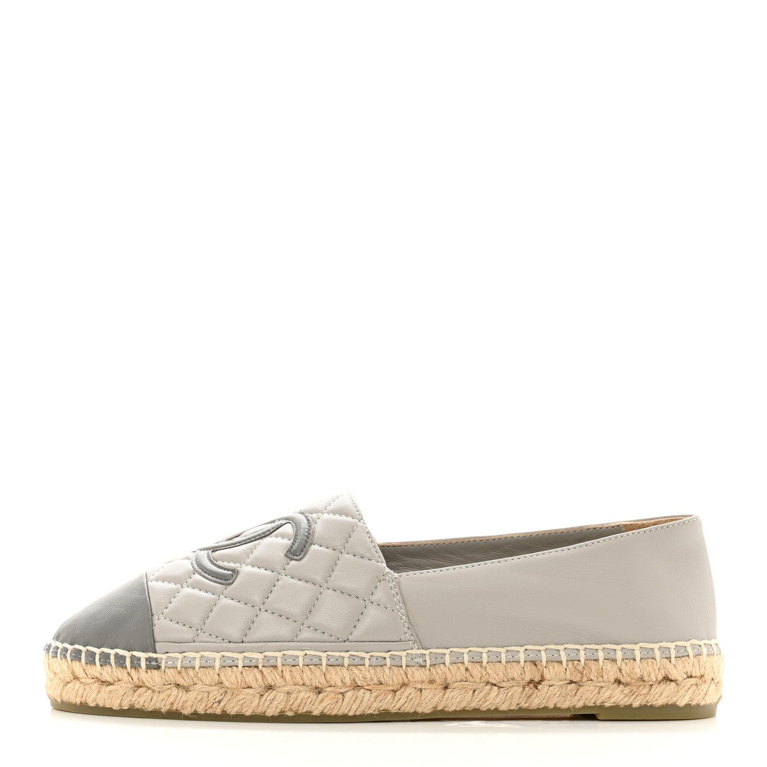 Chanel Lambskin Quilted CC Espadrilles 40 Grey 1 of 9