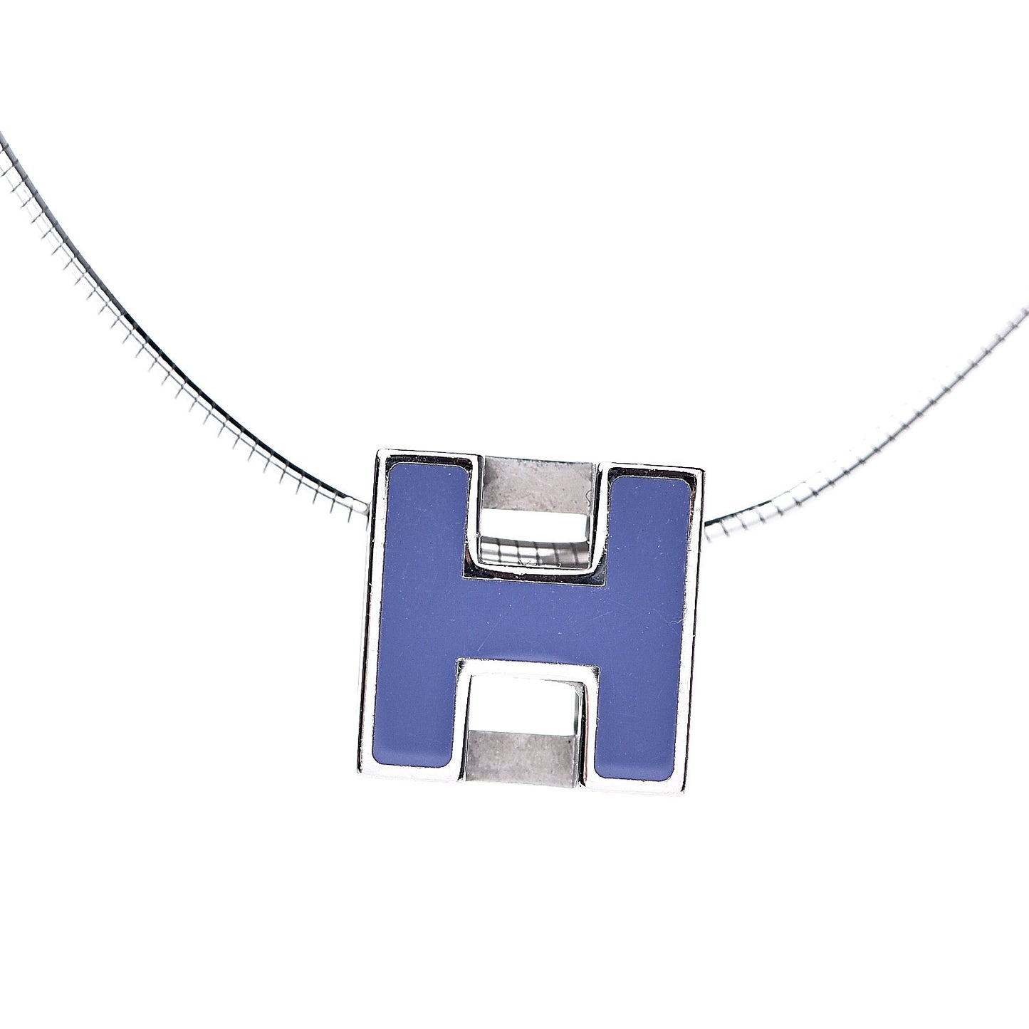 Palladium Lacquered Cage d'H Pendant Necklace Pervenche