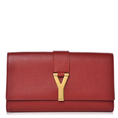 Saint Laurent Textured Calfskin Classic Y Ligne Clutch Red 1 of 6