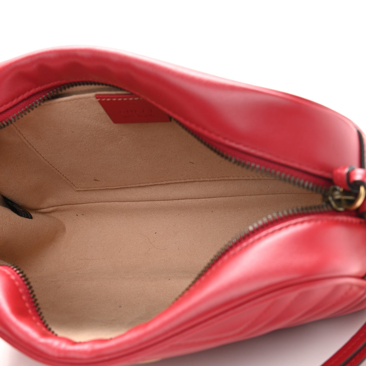 Calfskin Matelasse Small GG Marmont Chain Shoulder Bag Hibiscus Red