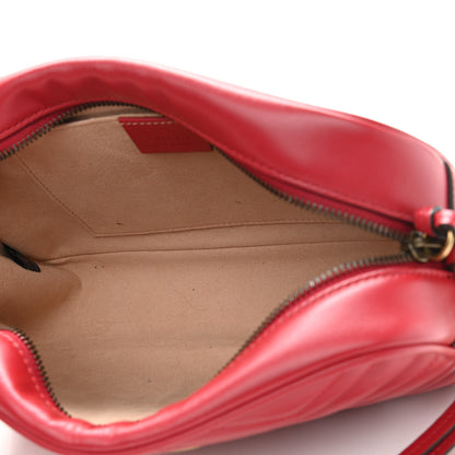 Gucci Calfskin Matelasse Small GG Marmont Chain Shoulder Bag Hibiscus Red 5 of 10
