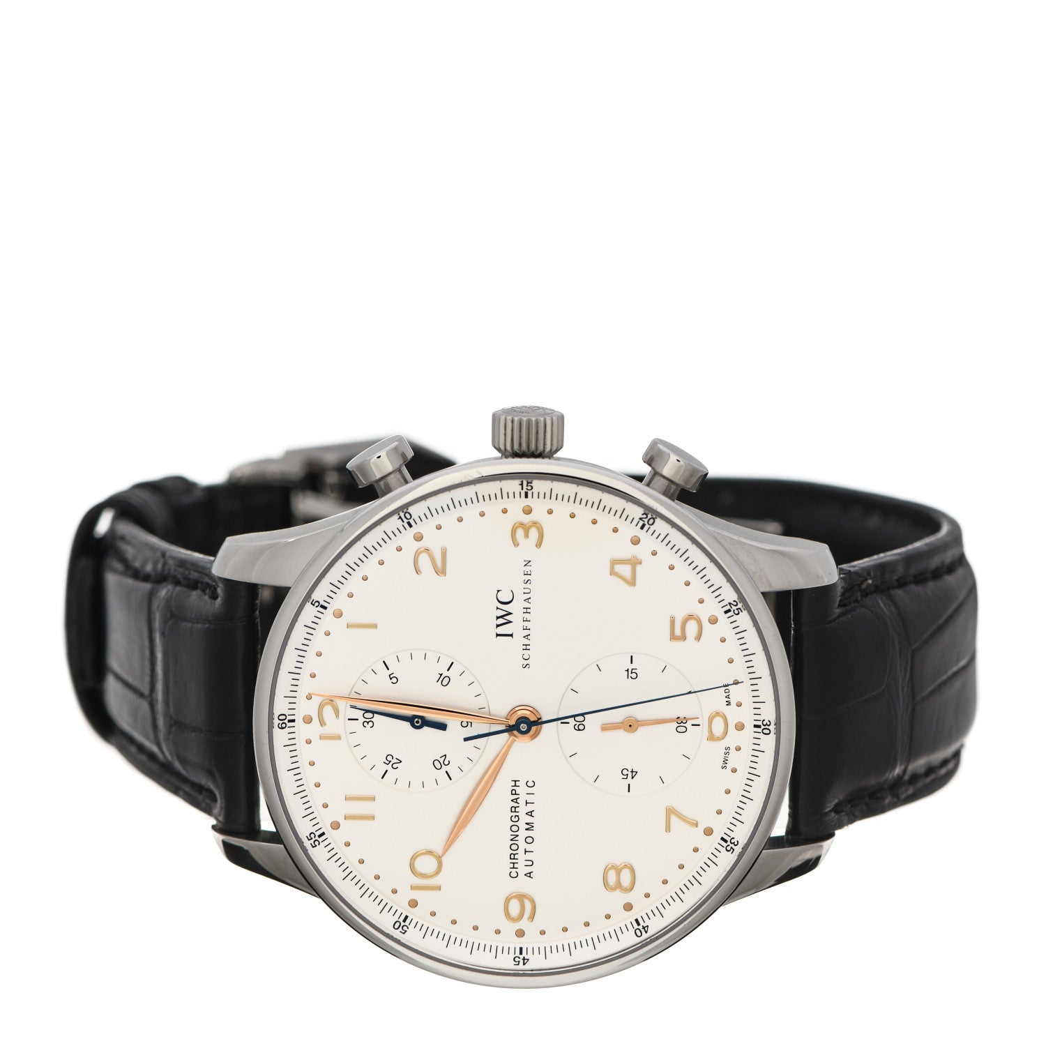 IWC Stainless Steel Alligator 41mm Portugieser Chronograph Automatic Watch IW371604 2 of 4