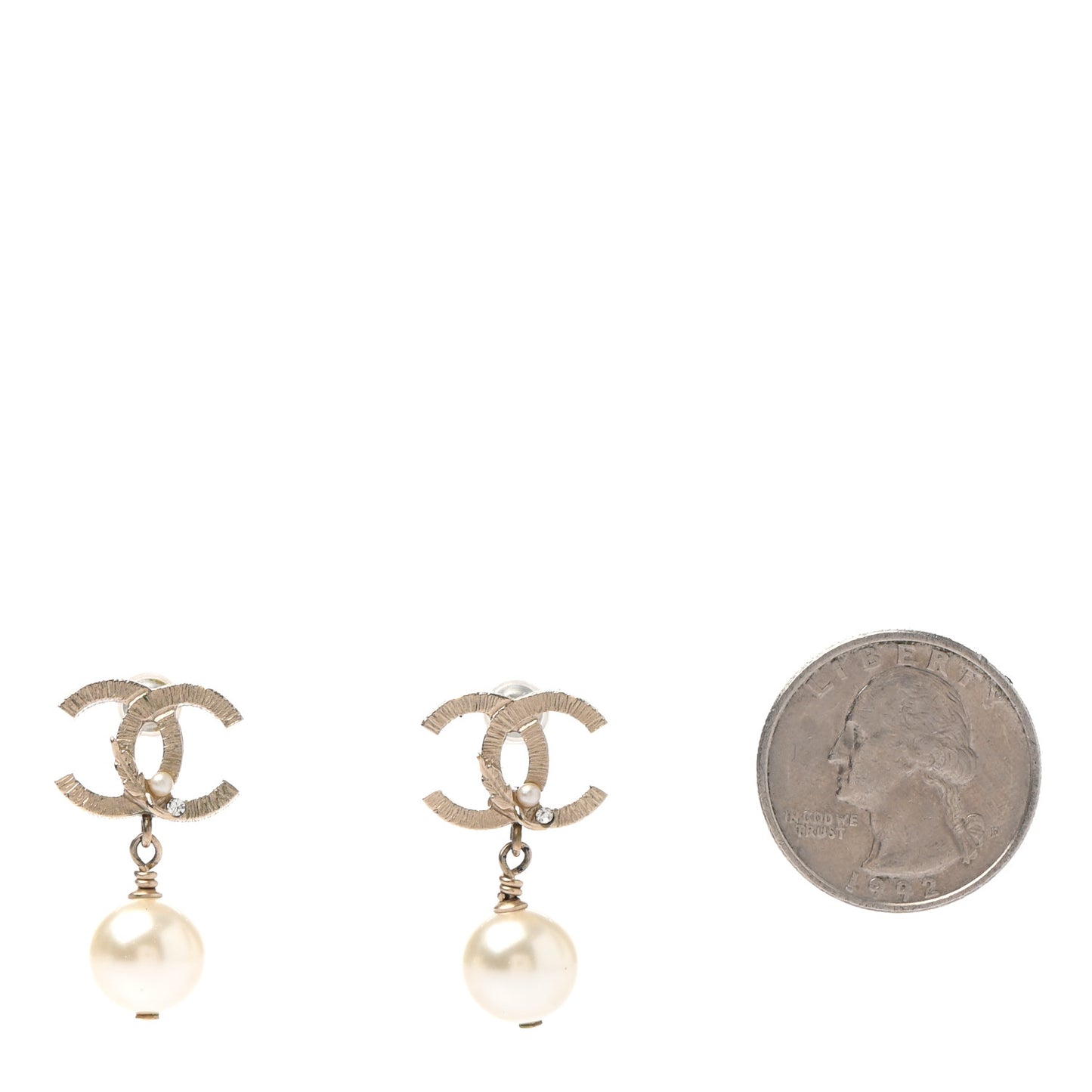 Pearl CC Drop Earrings Gold