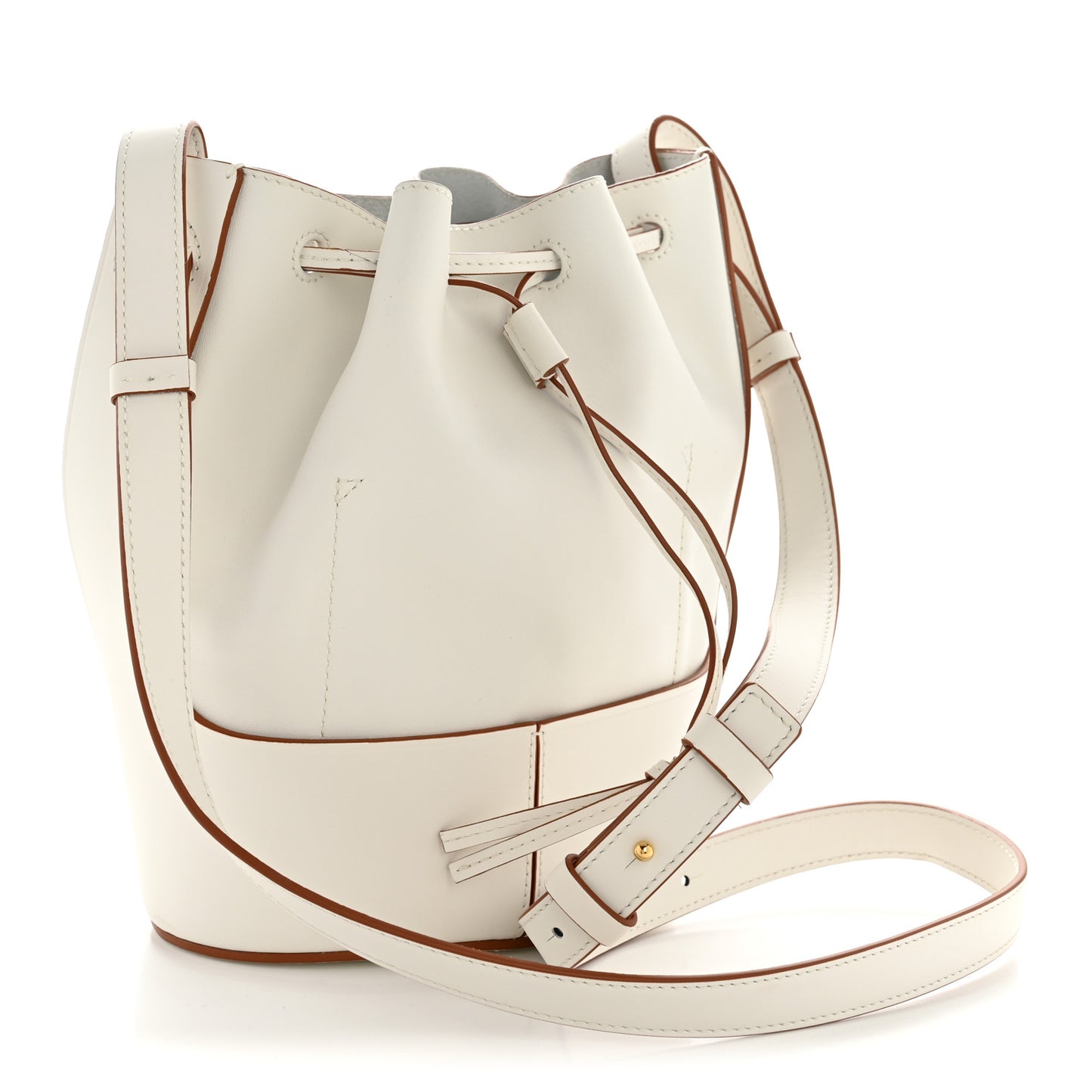 Calfskin Balloon Bucket Bag Soft White
