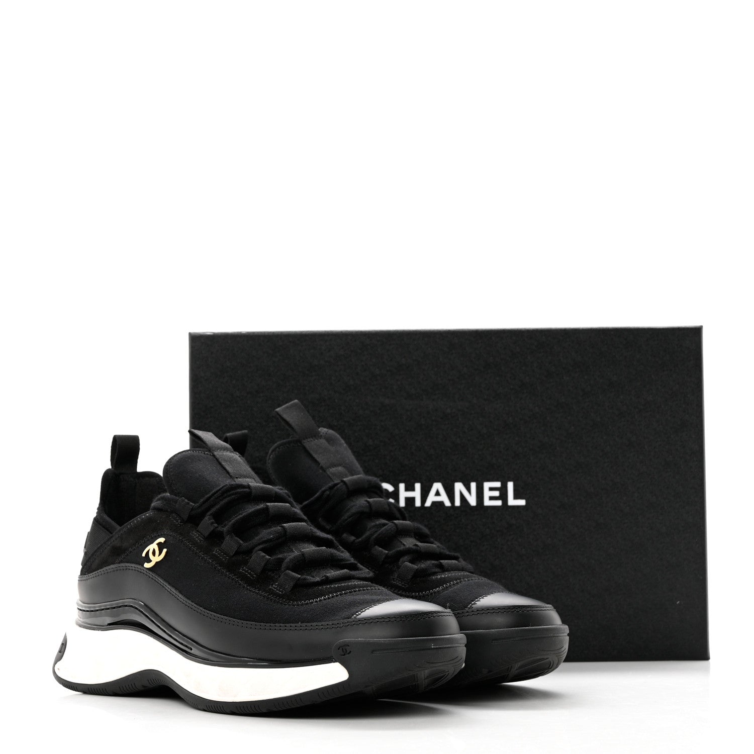 Chanel Velvet Calfskin Mixed Fibers CC Sneakers 39.5 Black 9 of 9