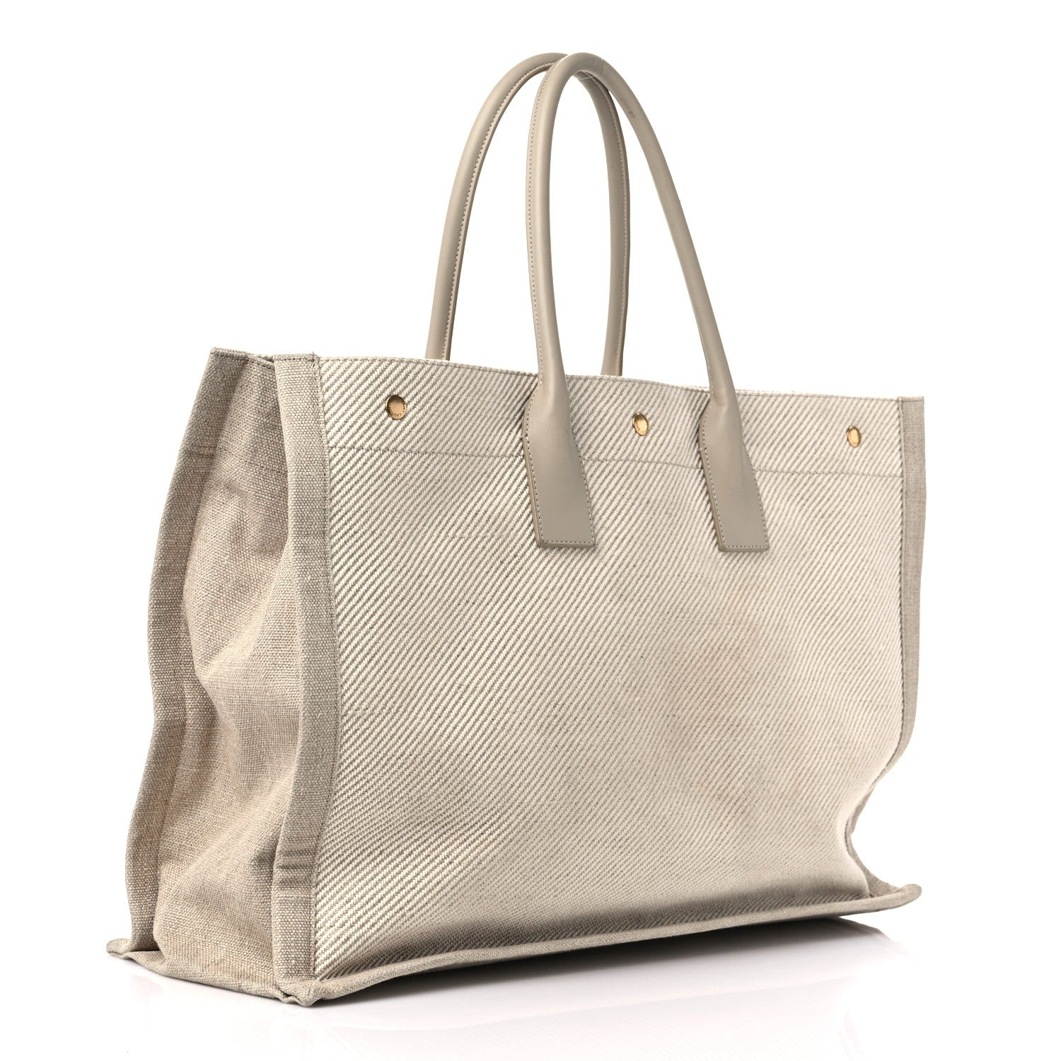 Saint Laurent Linen Calfskin Rive Gauche Tote Beige Sea Salt 3 of 16