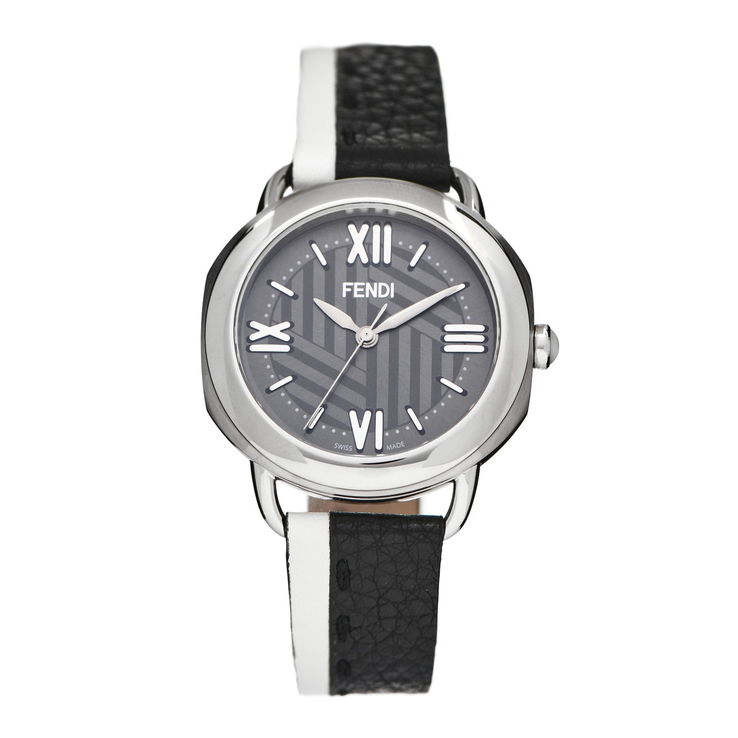 Stainless Steel Calfskin 38mm Selleria Two Tone Quartz Watch Grey