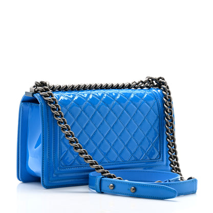Chanel Patent Calfskin Quilted Medium Boy Flap Blue 3 of 10