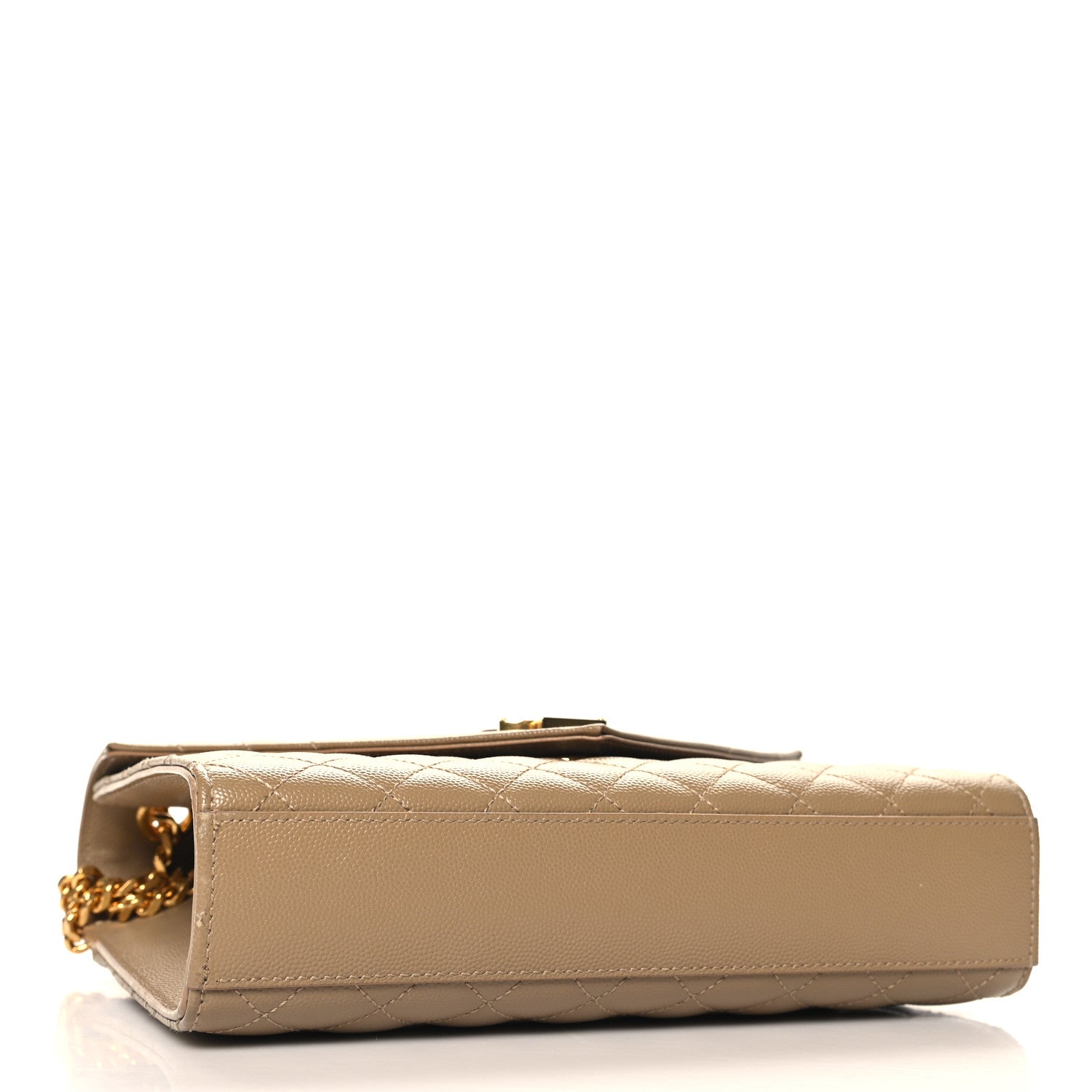 Saint Laurent Grain De Poudre Textured Mixed Matelasse Medium Triquilt Monogram Satchel Dark Latte 4 of 10
