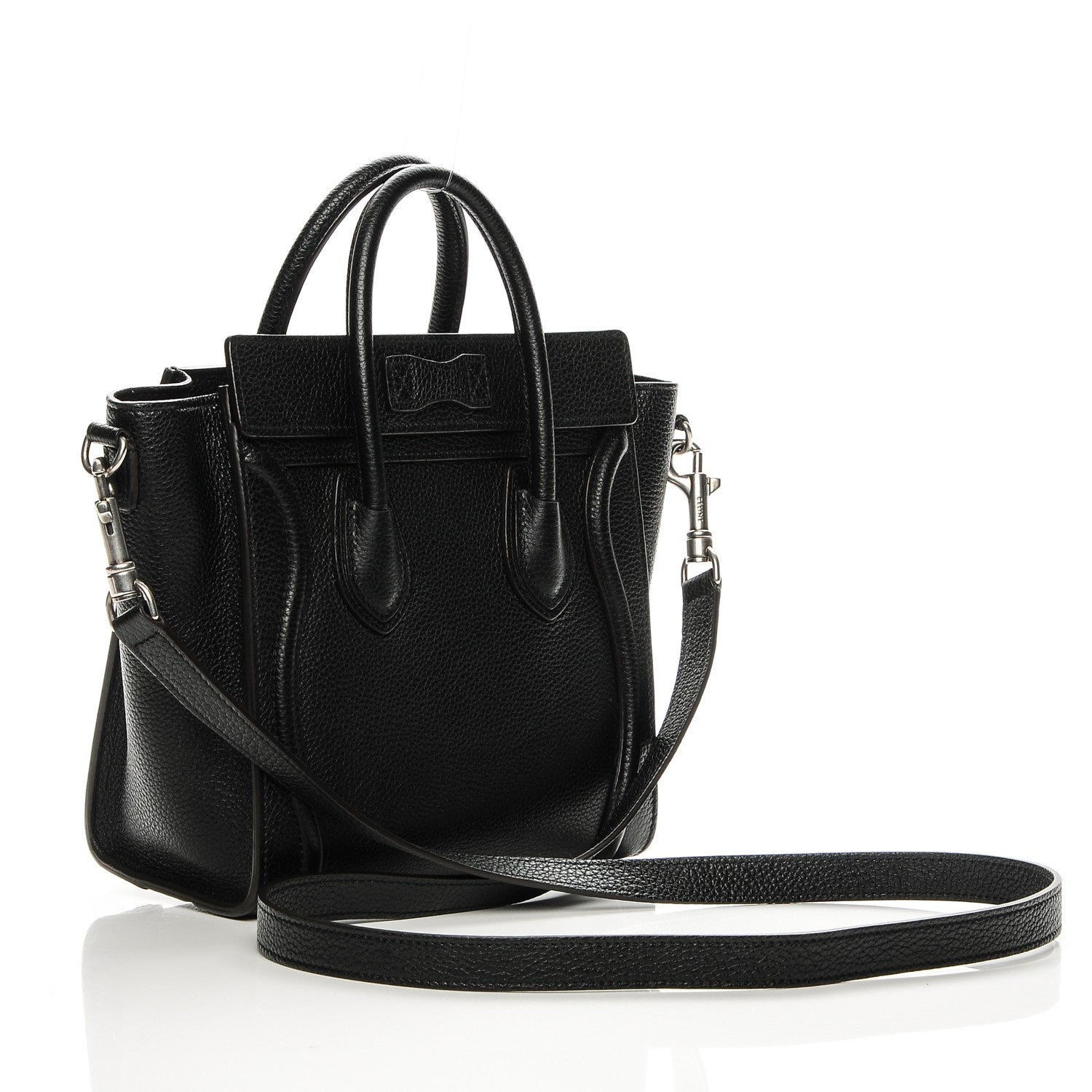 Celine Drummed Calfskin Nano Luggage Black 3 of 7