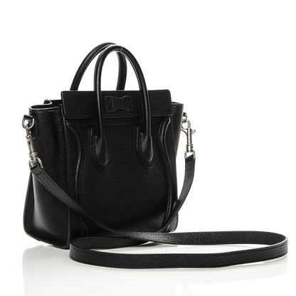 Celine Drummed Calfskin Nano Luggage Black 3 of 7