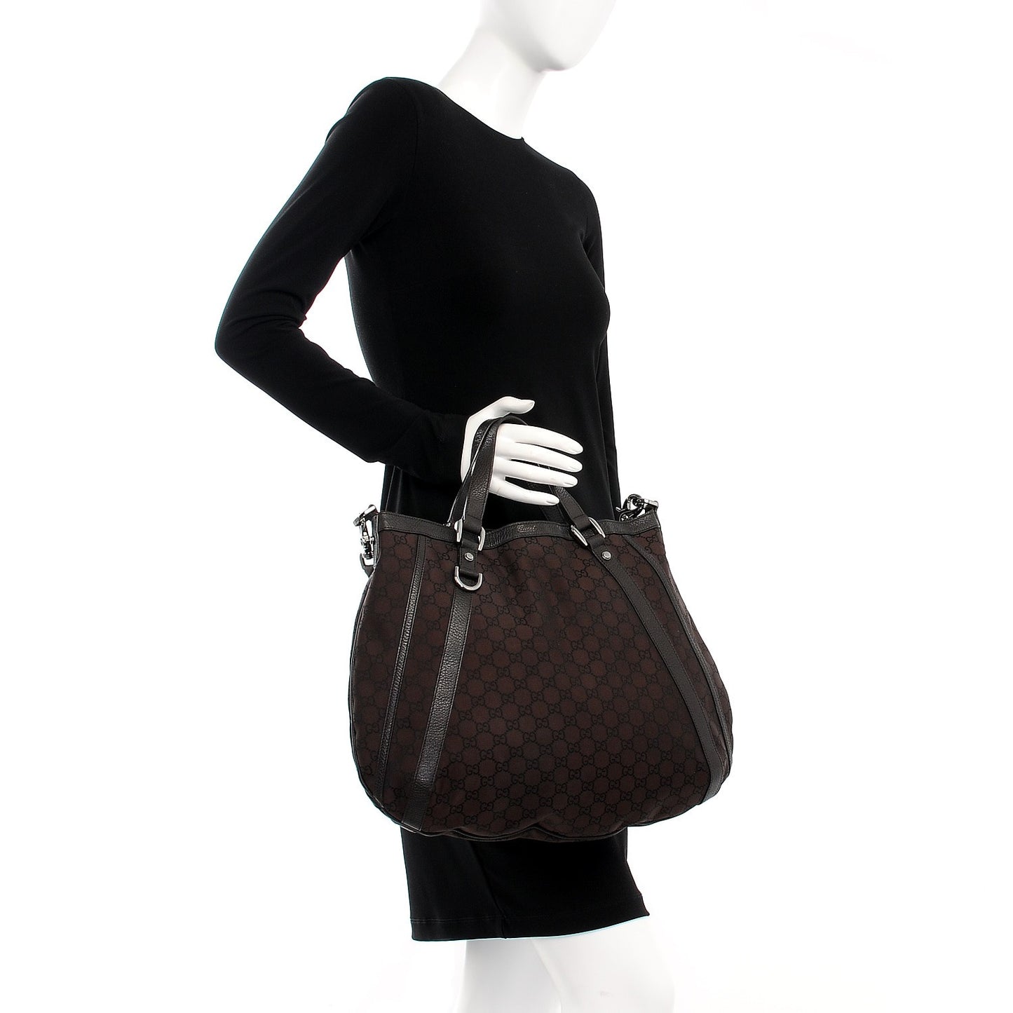 Monogram Medium Abbey Convertible Tote Dark Brown