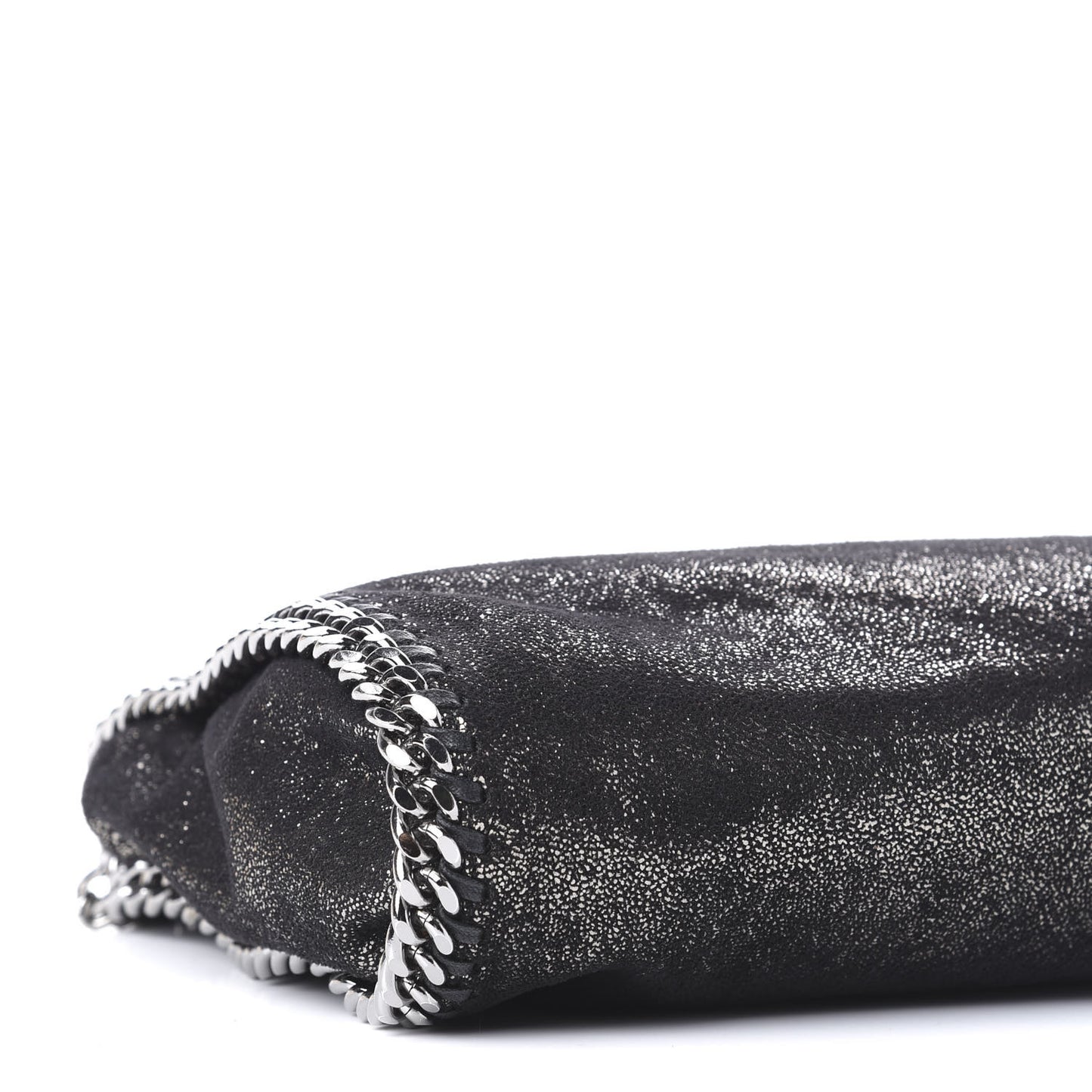 Chamois Shiny Dotted Mini Falabella Fold Over Tote Ruthenium