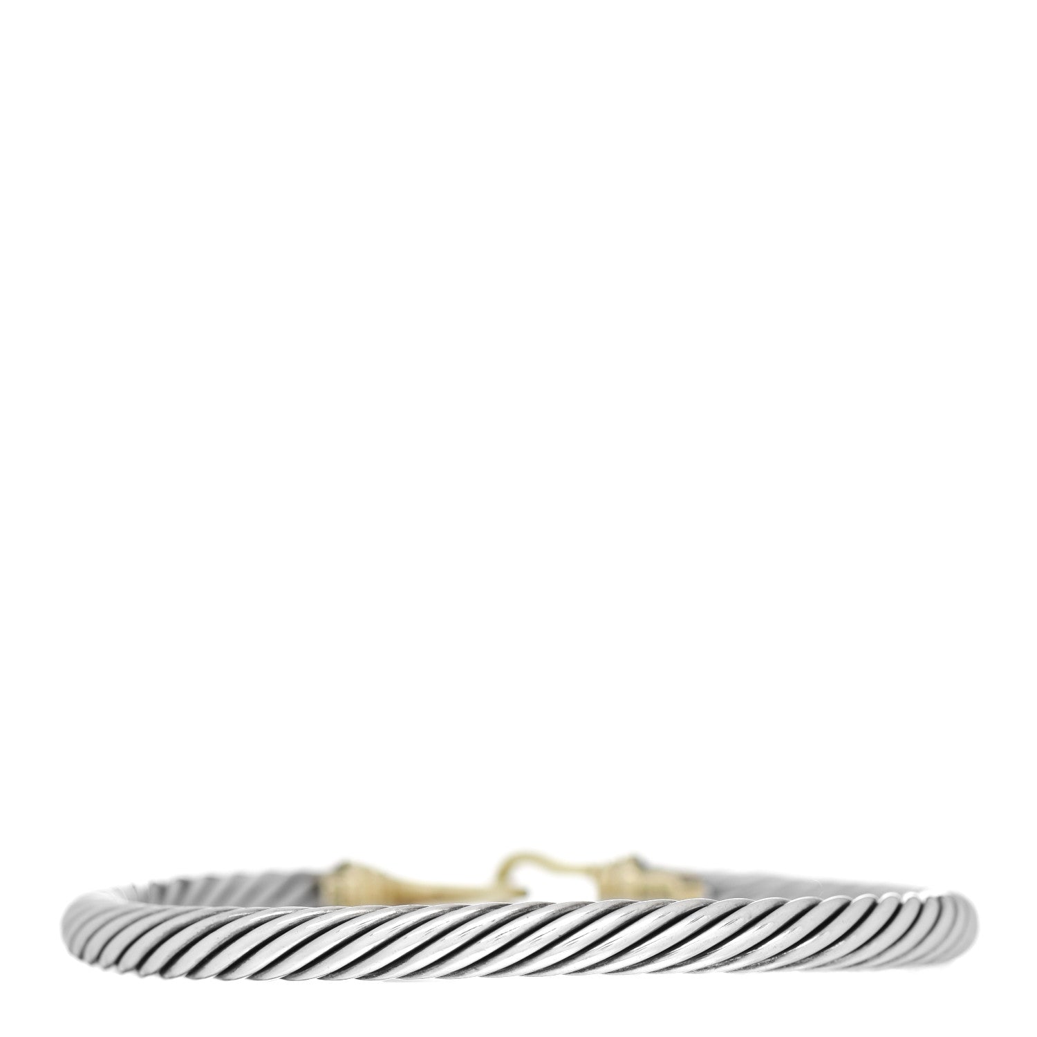 David Yurman Sterling Silver 14K Yellow Gold 5mm Cable Classic Buckle Bracelet 2 of 4