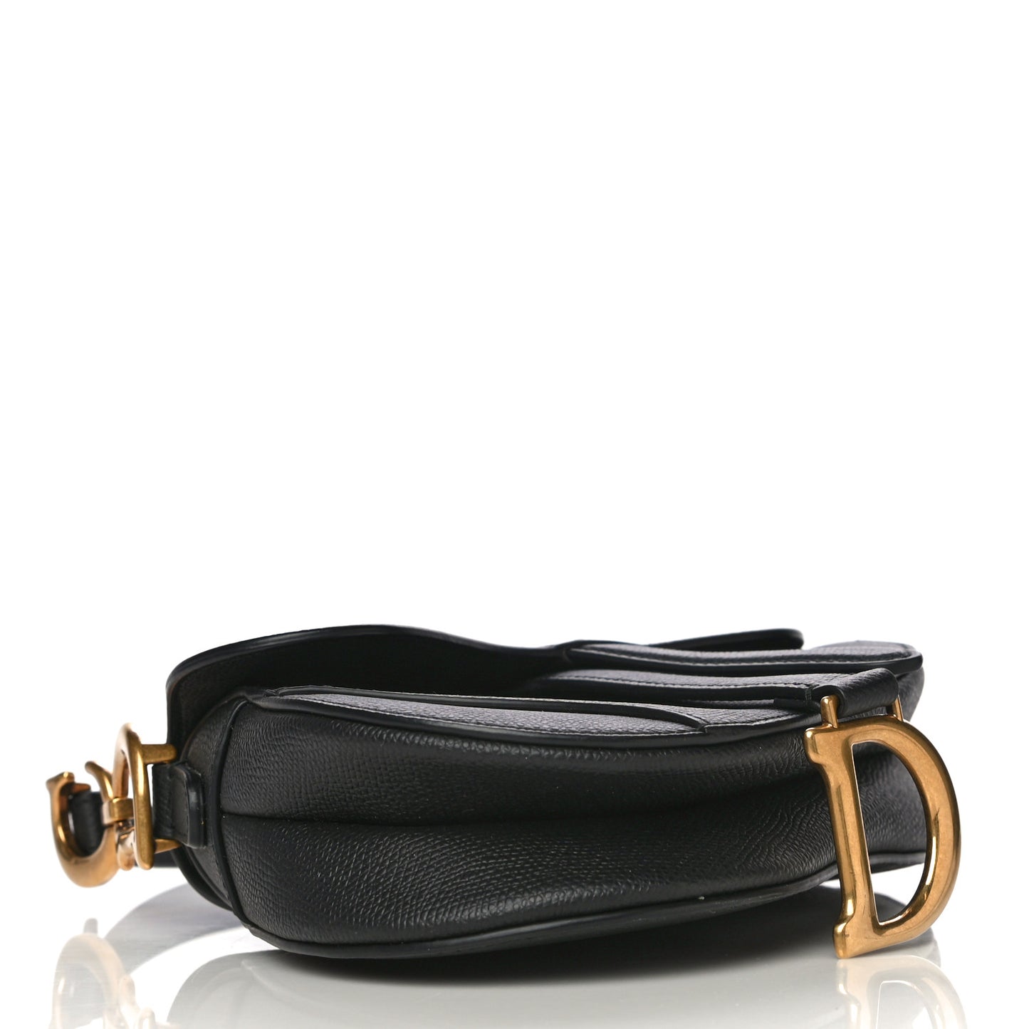 Grained Calfskin Mini Saddle Bag Black
